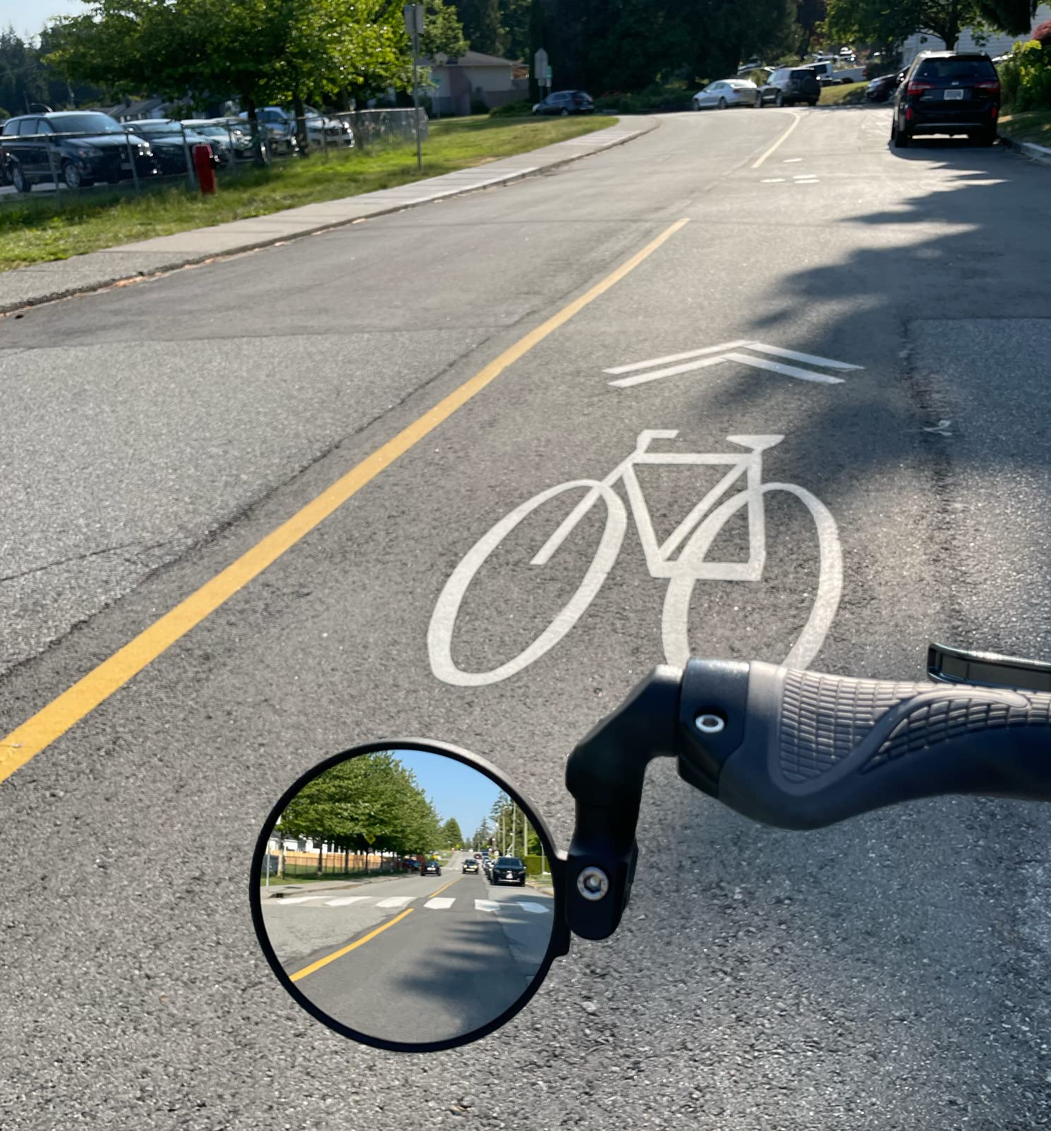Hafny NEW Bar End E-Bike Mirror - Large Surface Handlebar Bike Mirror with HD Automotive Grade Glass - Safe Blast-Resistant Cycling Mirror (HF-M958S-FR08, Silver) - Perfect for Road Bikes, Mountain Bikes & Electric Bikes