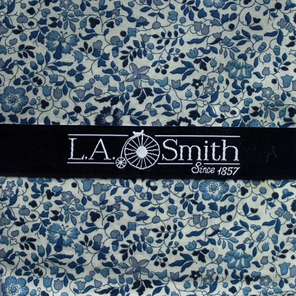 LA Smith 'Katie & Millie' Blue Cotton Pocket Square Handkerchief - Premium Liberty Fabric - Perfect for Weddings, Formal Events & Suit Accessories