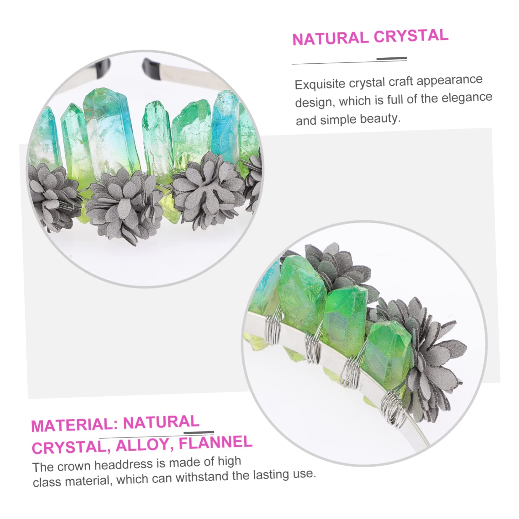 FRCOLOR 2-Piece Crystal Rainbow Crown Wedding Headband Set - Elegant Purple Tiara with Natural Quartz Crystals for Women & Girls - Perfect for Weddings, Prom, Pageants, and Special Occasions