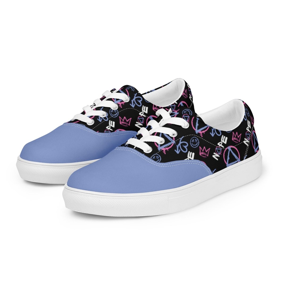 Nope Collection Graffiti Women's Lace Up Canvas Sneakers - Bold & Stylish Casual Shoes for Streetwear Fashion & Urban Outfits