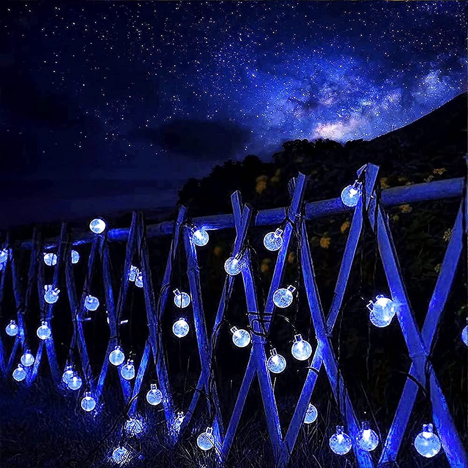 Halloween Solar Lights Outdoor Waterproof - 50 LED String Lights With 8 Lighting Modes, 7M/24 Ft for Tree, Garden, Patio, Party, Festival (Blue) | Perfect for Halloween Decorations, Backyard Lighting, and Holiday Celebrations