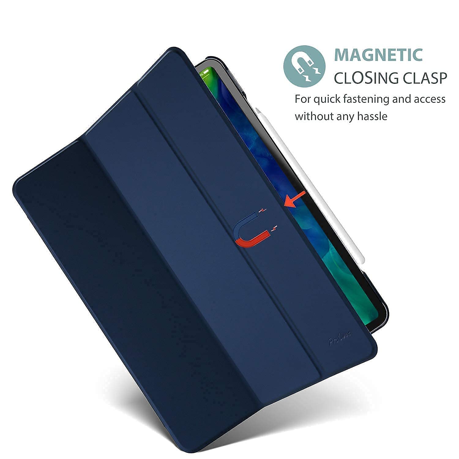 ProCase Navy iPad Pro 11 Slim Hard Shell Protective Case (2020 & 2018 Models) with Tempered Glass Screen Protector - Perfect for Work, Travel & Everyday Use
