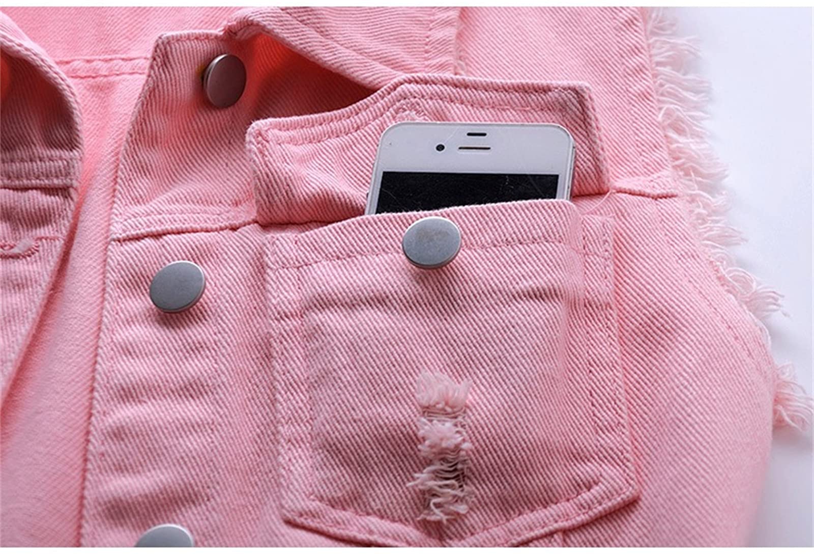 Women's Denim Vest Jacket - Sleeveless Washed Ripped Crop Jacket in Candy Colors | Casual Outfits, Streetwear, Spring & Summer Fashion