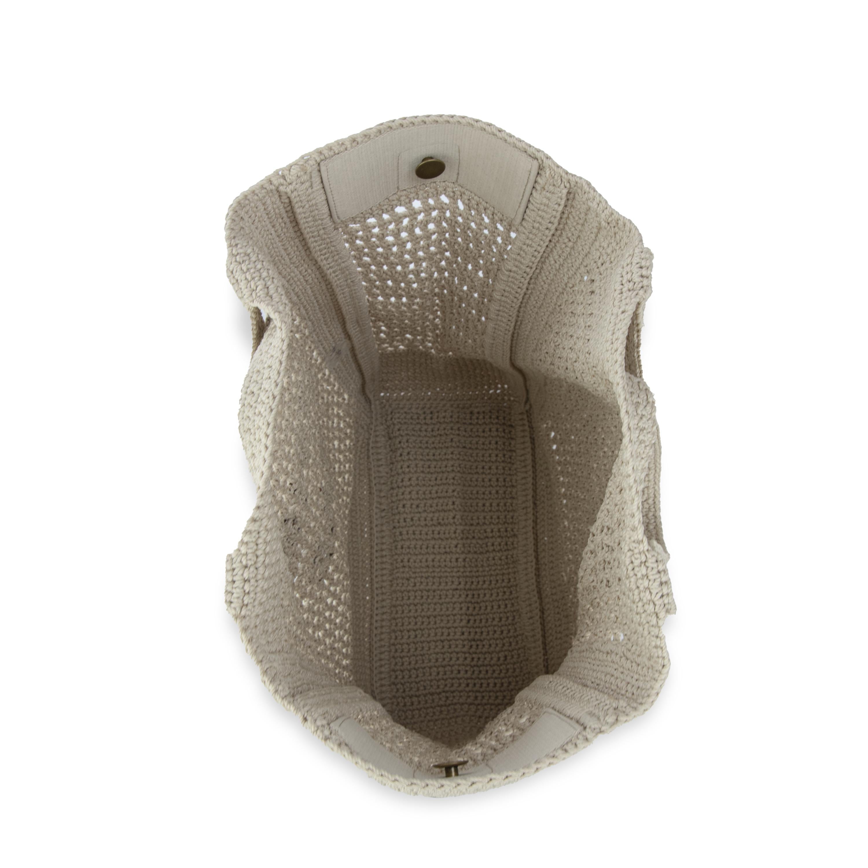 Hand Crocheted Ecru Market Tote Bag by The Sak - Stylish & Durable Cotton Shopping Bag for Groceries, Beach Trips & Everyday Use