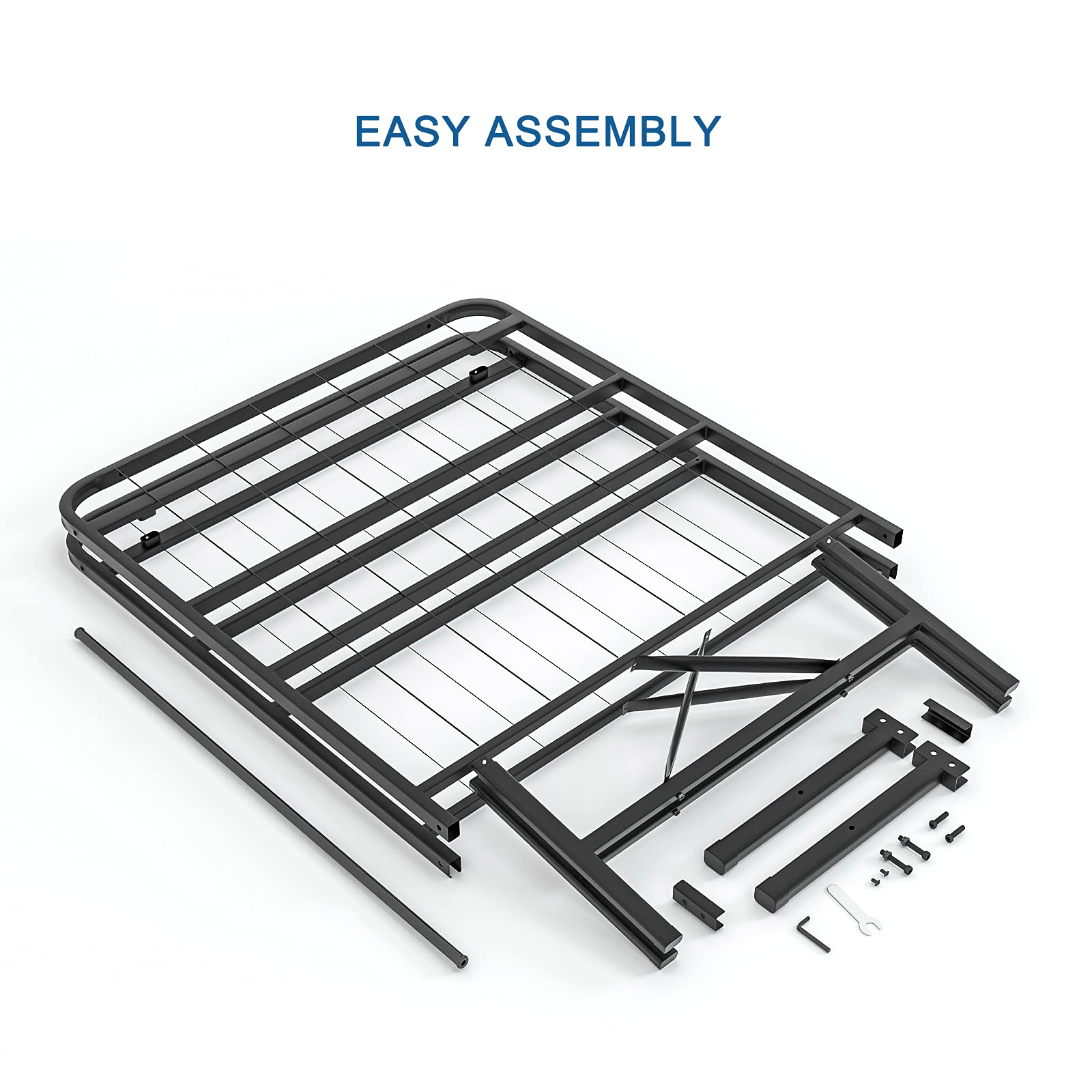 IYEE NATURE 14 Inch Metal Bed Frame with Steel Slats - No Box Spring Needed, Easy Assembly Twin Size Platform Bed with Large Underbed Storage Space - Perfect for Dorm Rooms, Guest Bedrooms & Small Spaces