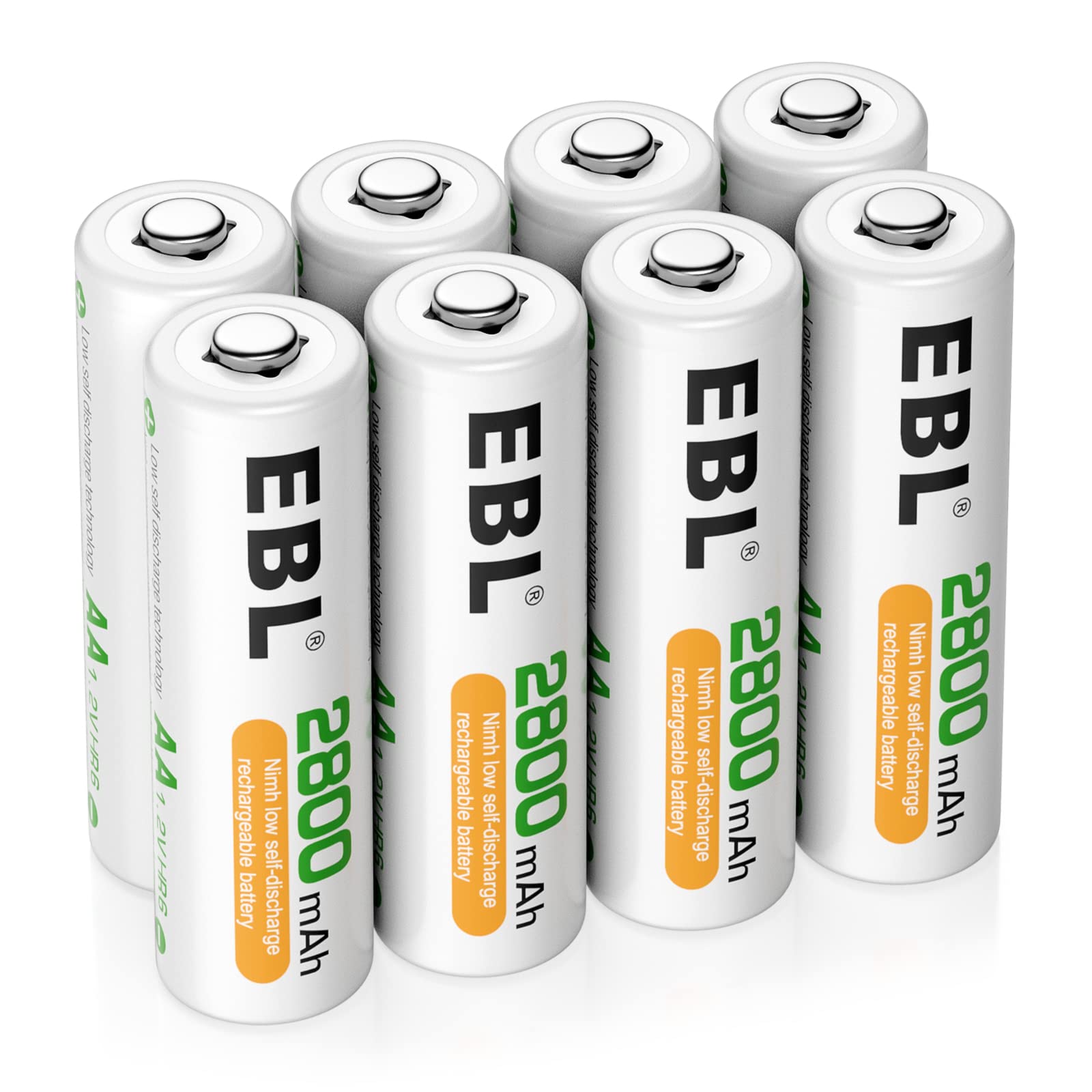 EBL 2800mAh AA Rechargeable Batteries 8-Pack - High Capacity Ni-MH Battery with Storage Case - Perfect for Digital Cameras, Game Controllers & Wireless Devices