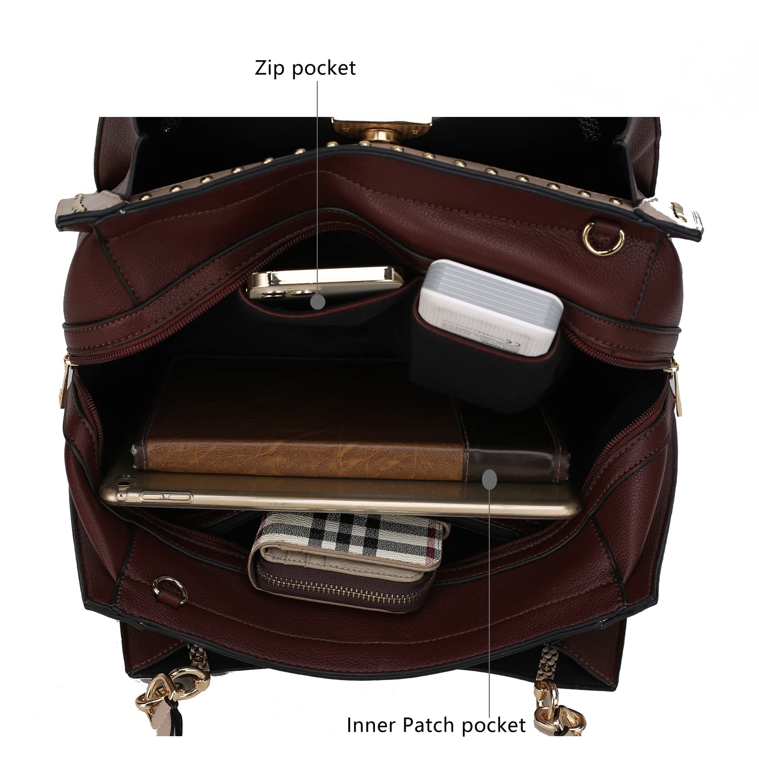 MKF Women's Crossbody Satchel Bag - Genuine PU Leather Shoulder Handbag with Top Handle - Stylish Tote Purse for Work, Travel & Everyday Use