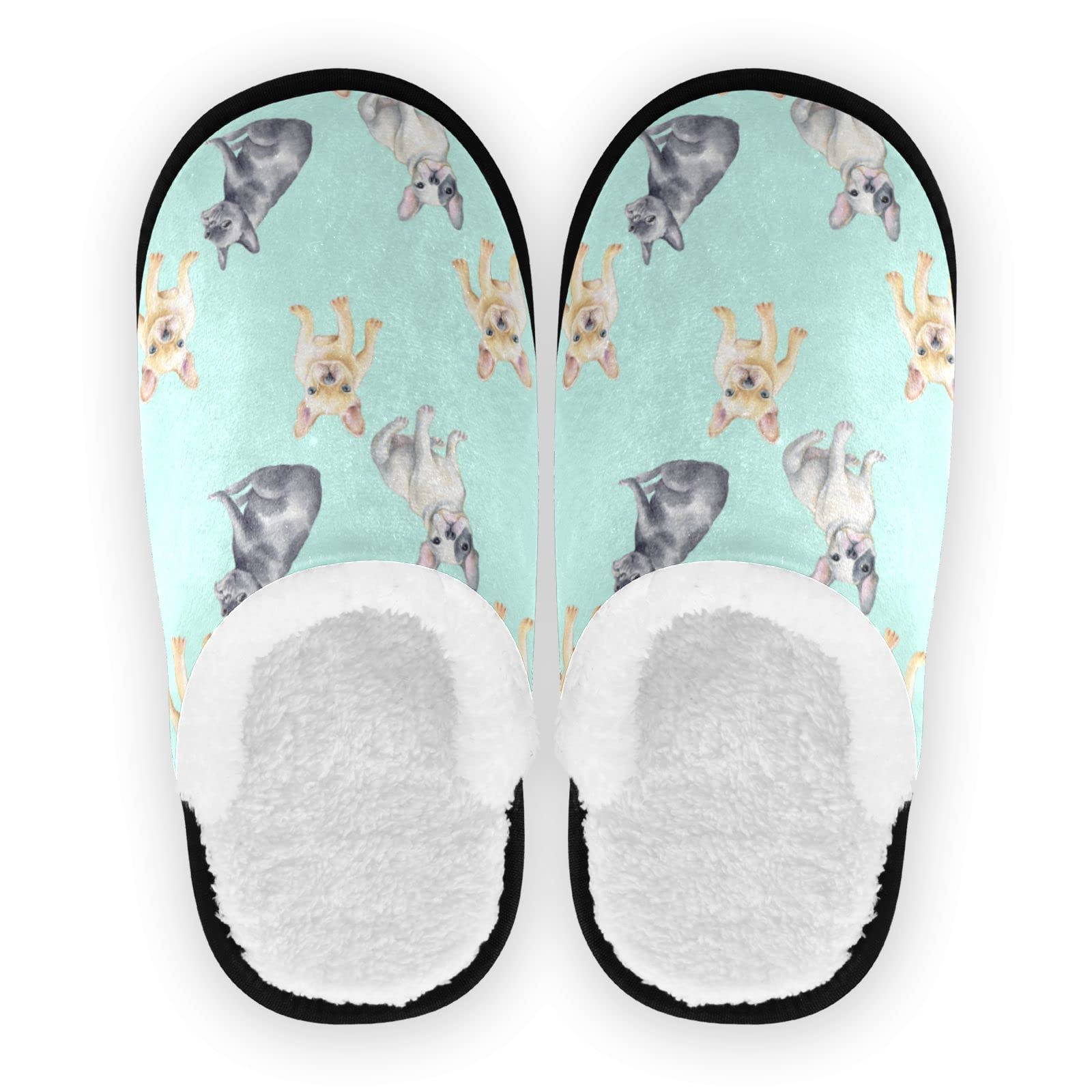 Vozoza French Bulldog Animal Slippers for Women & Men - Memory Foam House Shoes with Non-Slip Sole - Indoor/Outdoor Spa & Travel Slippers - Perfect for Home Relaxation, Hotel Use & Gift Giving