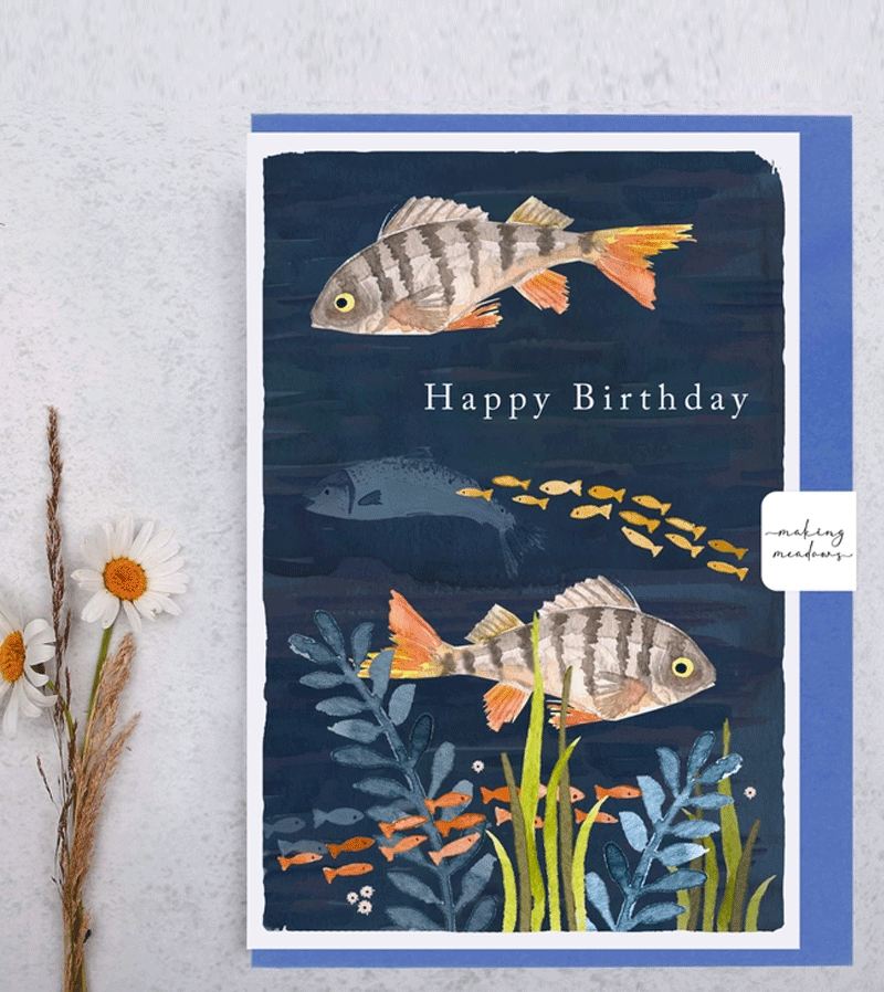 Happy Birthday Fish Greeting Card - Handmade Birthday Card with Cute Fish Design - Perfect for Friends, Family & Aquatic Lovers - Great for Birthdays, Anniversaries & Special Occasions