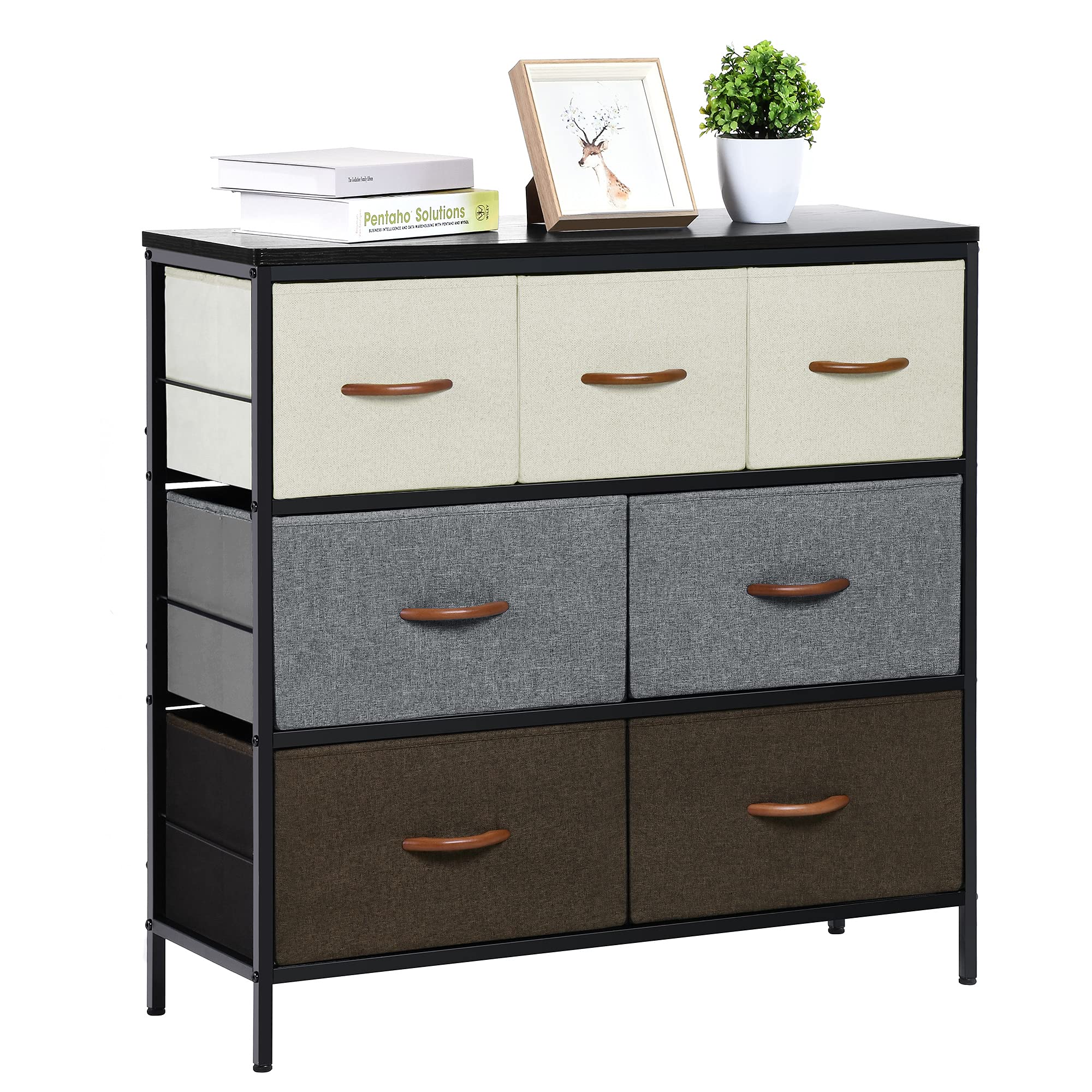 YITAHOME 7-Drawer Fabric Dresser with Wood Top - 3-Tier Tall Storage Organizer for Bedroom, Living Room & Closet - Multicolor | Perfect for Small Spaces & Home Organization
