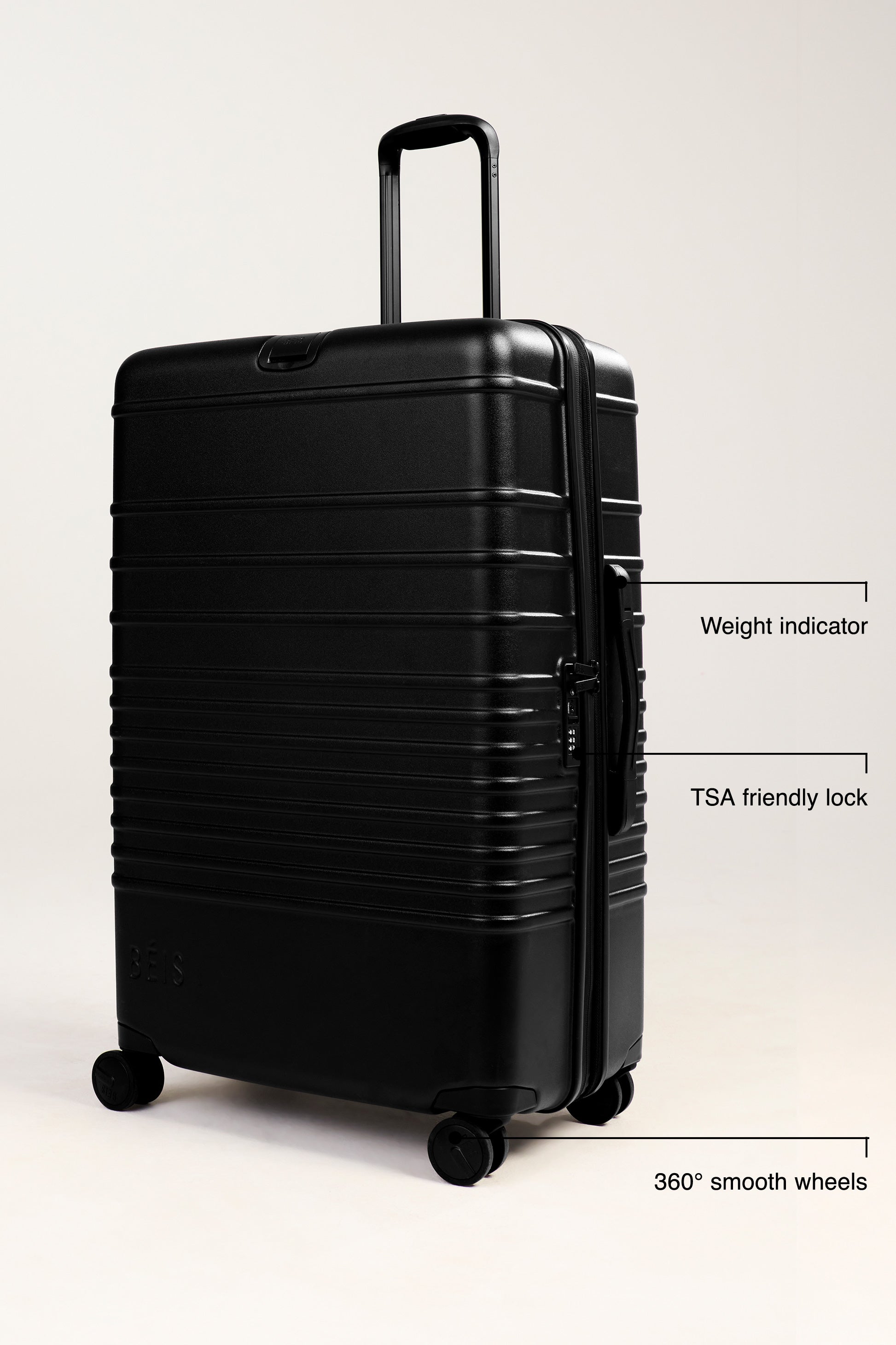 Large Black Check-In Roller Luggage - Perfect for Air Travel, Business Trips & Vacation Packing
