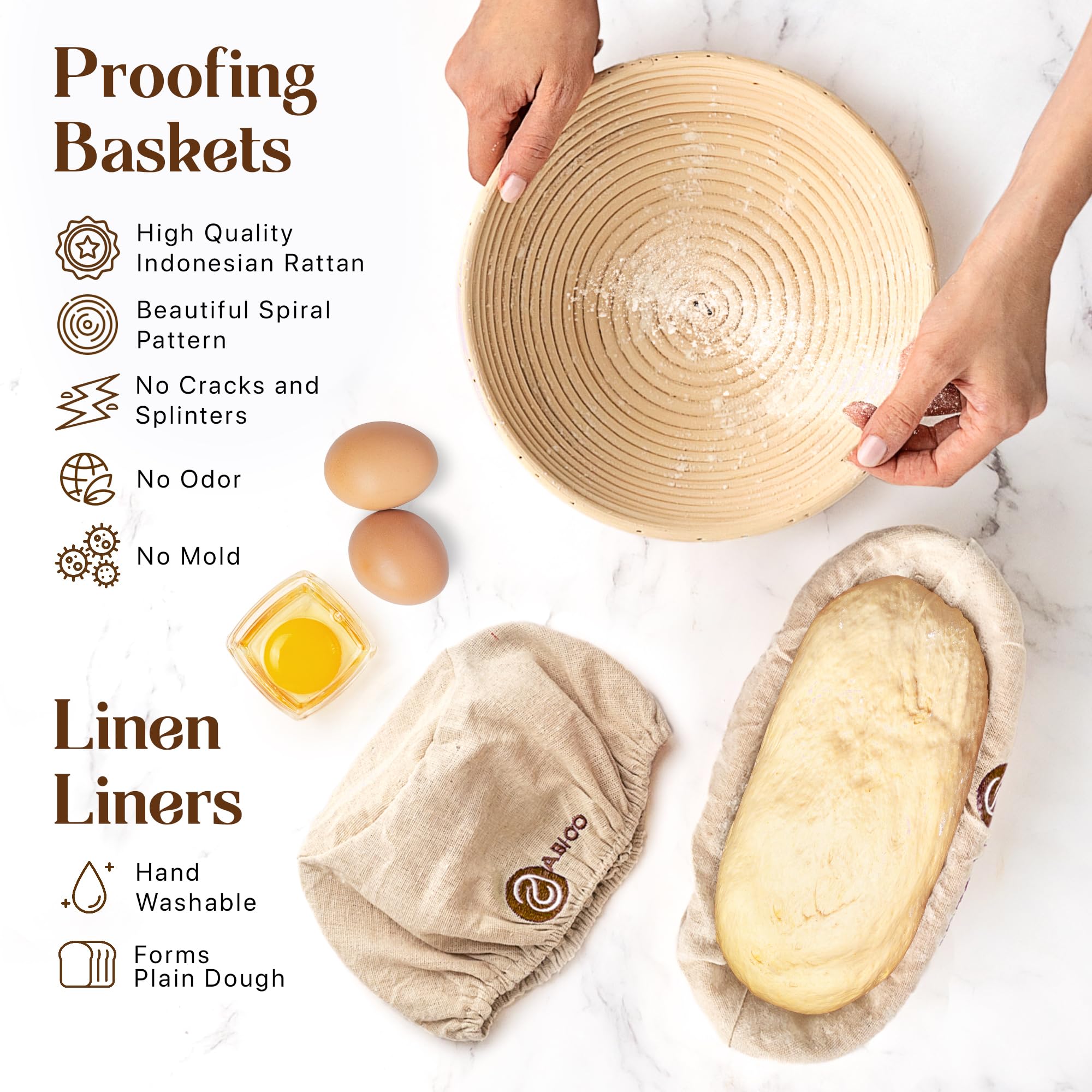 Ultimate Sourdough Bread Baking Kit - Complete Starter Kit with Proofing Baskets, Glass Jar, Bread Lame, Scrapers & Danish Whisk for Homemade Artisan Bread | Perfect for Beginners & Bakers | Ideal for Home Baking, Gifts & Culinary Enthusiasts