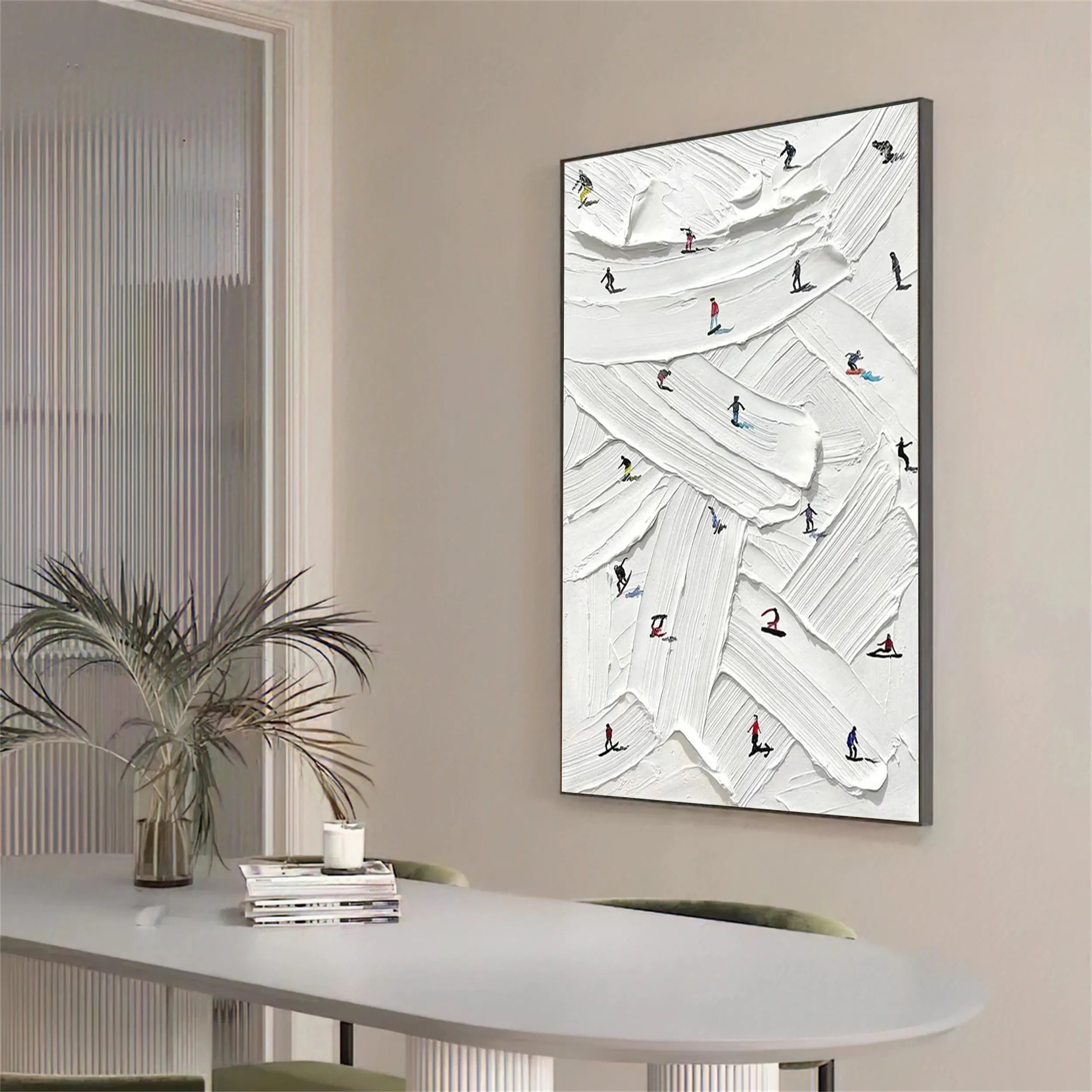 Premium Skiing Sport Art Textured Painting Canvas Wall Decor #MM216 - Perfect for Living Room, Bedroom & Ski Lodge Decor