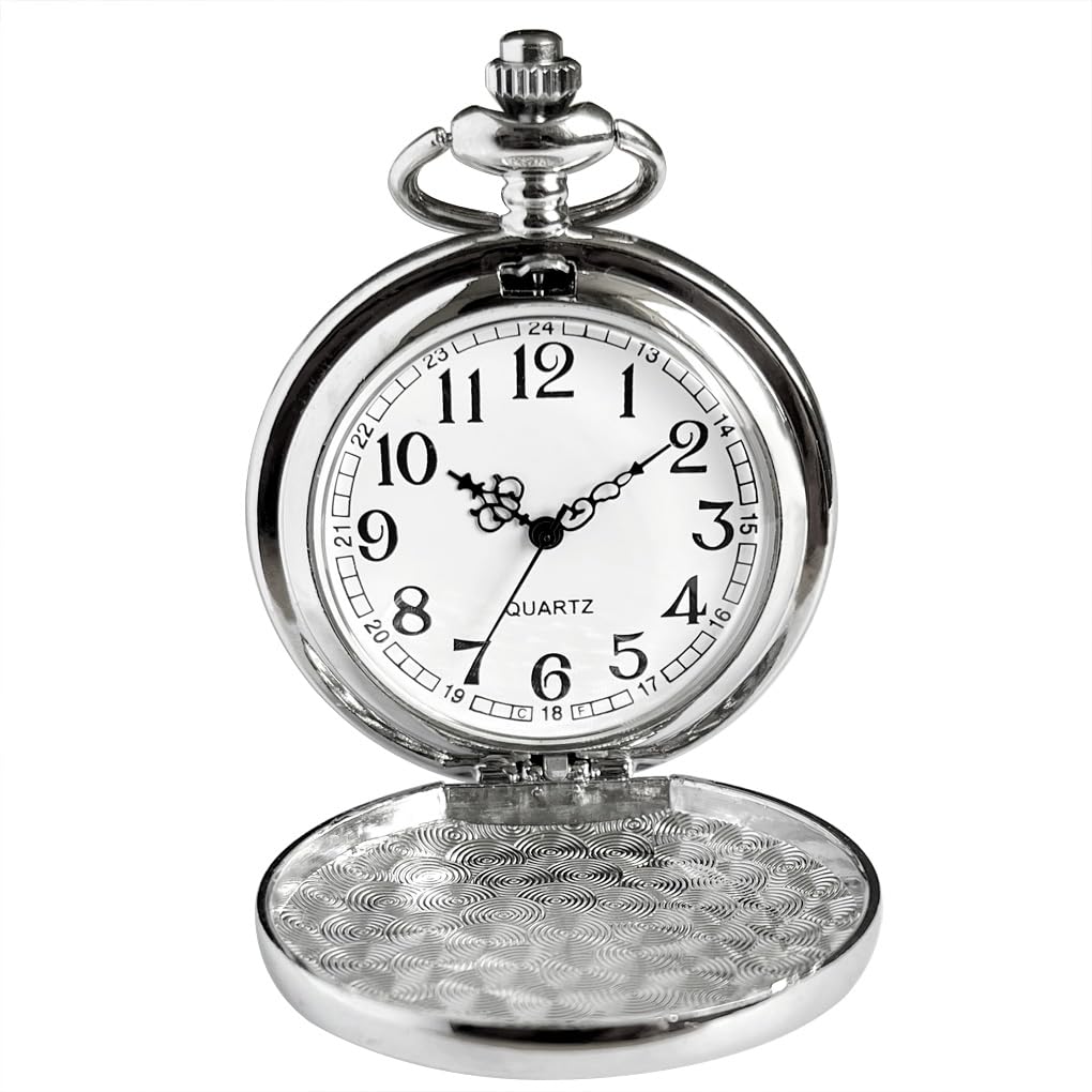 VIGOROSO Steampunk Silver Pocket Watch with Quartz Movement & Peony Bird Enamel Painting - Gift Box Included - Perfect for Vintage Collectors, Cosplay, and Unique Gifts
