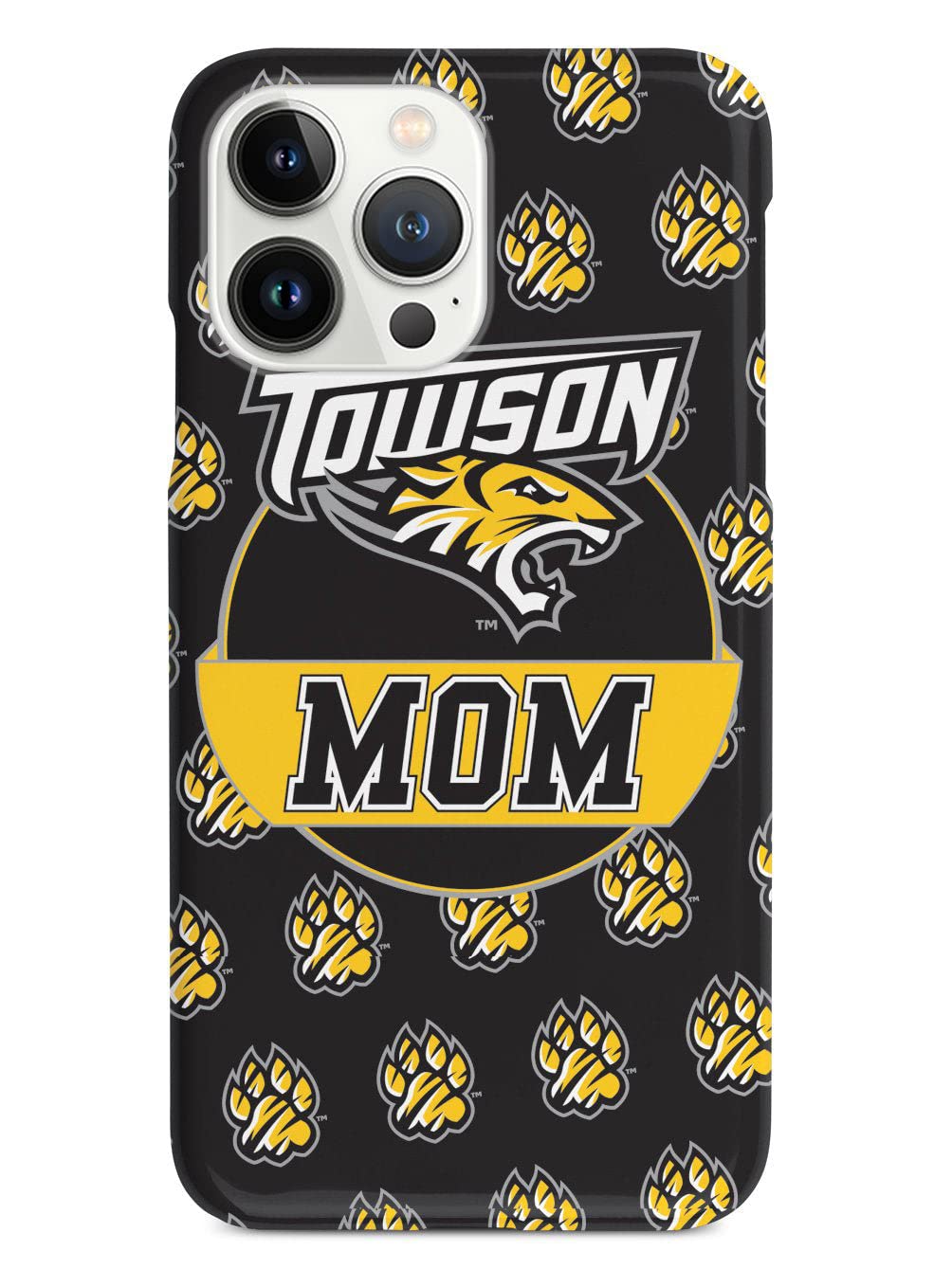 3D Textured iPhone 15 Pro Max Case with Rubber Bumper - Shockproof Protective Cover for Apple iPhone 15 Pro Max - Towson University Tigers Design - Perfect Gift for College Students & Moms - Ideal for School, Work & Daily Use