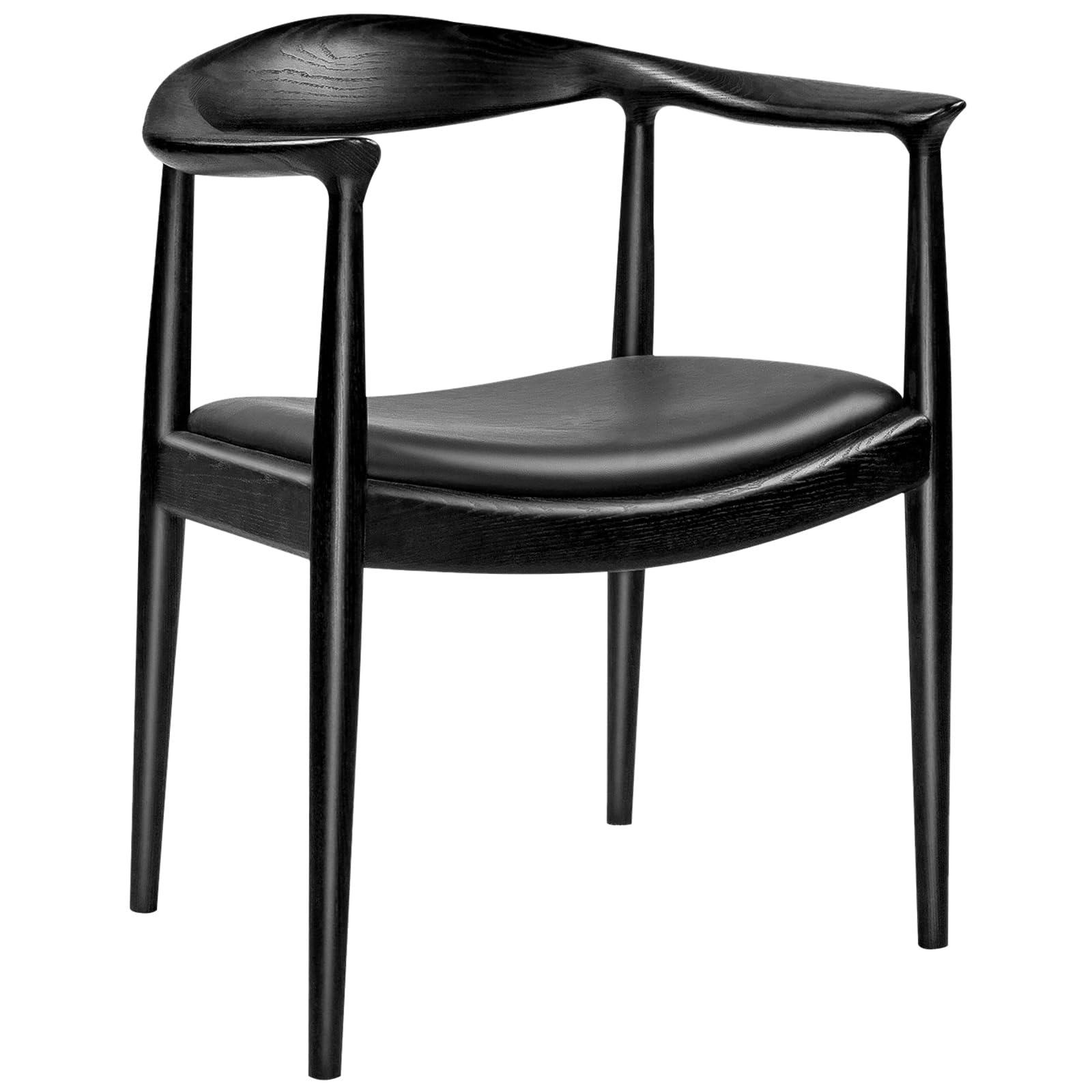 Kennedy Armchair - Upholstered Mid-Century Modern Dining Chair with Solid Wood Frame & Comfortable Seat, Fully Assembled (Black) - Perfect for Home Dining Room, Office Conference Table or Lounge Area Decor