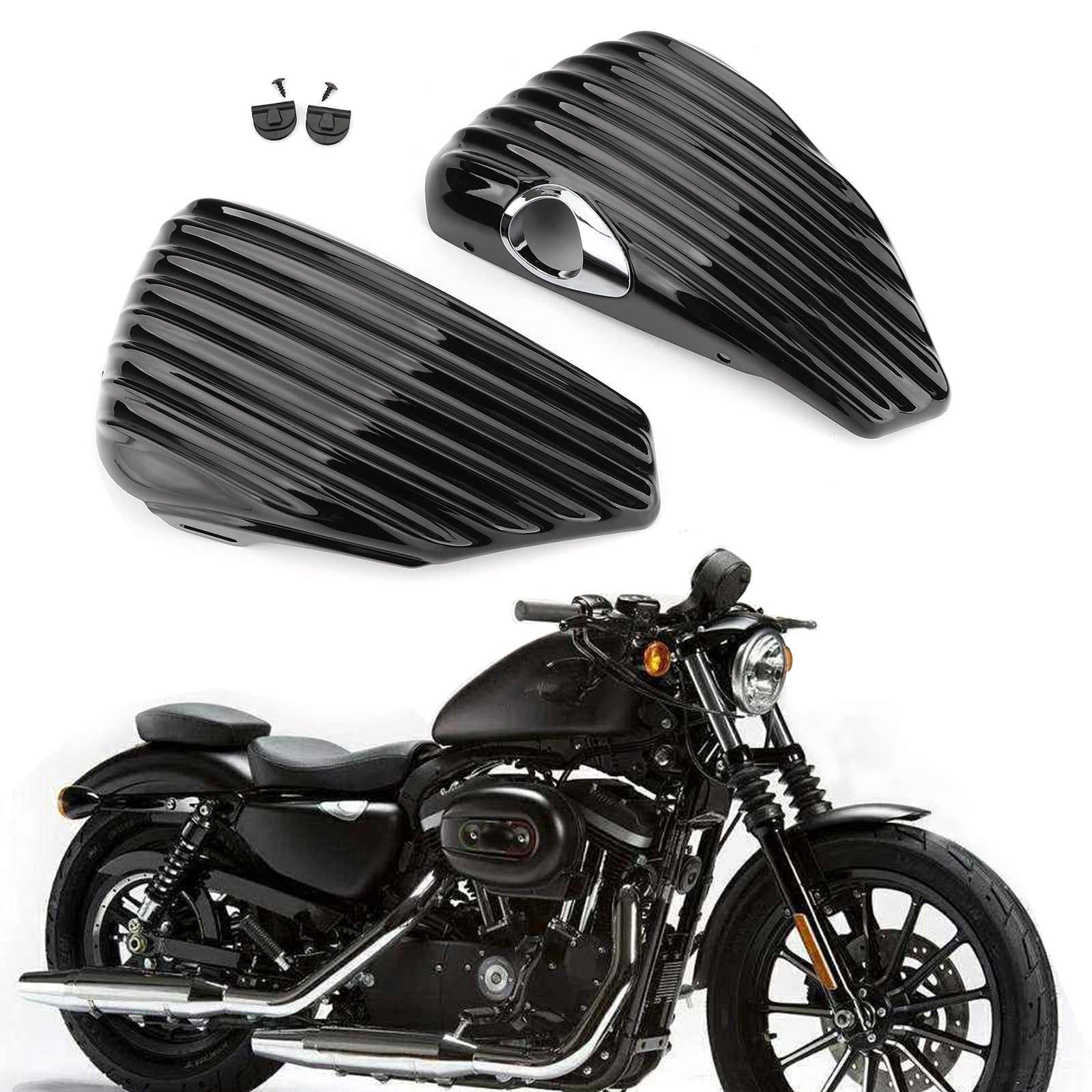1 Pair Replacement Battery Side Cover for Harley Davidson Sportster 2004-2013 XL883 XL1200 (883cc & 1200cc Models) - Durable Motorcycle Accessories for Road Trips & Custom Bike Builds