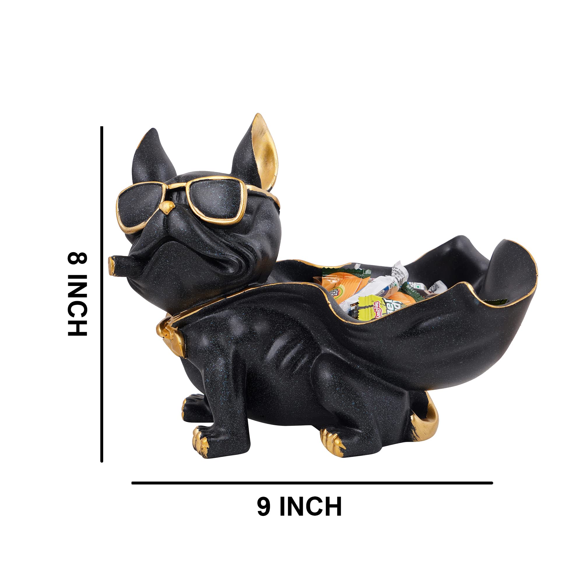 Zart Dog Showpiece for Home Decor - 7.5 Inch Resin Black Statue | Perfect for Living Room Shelf, Office Desk, or Gift Idea