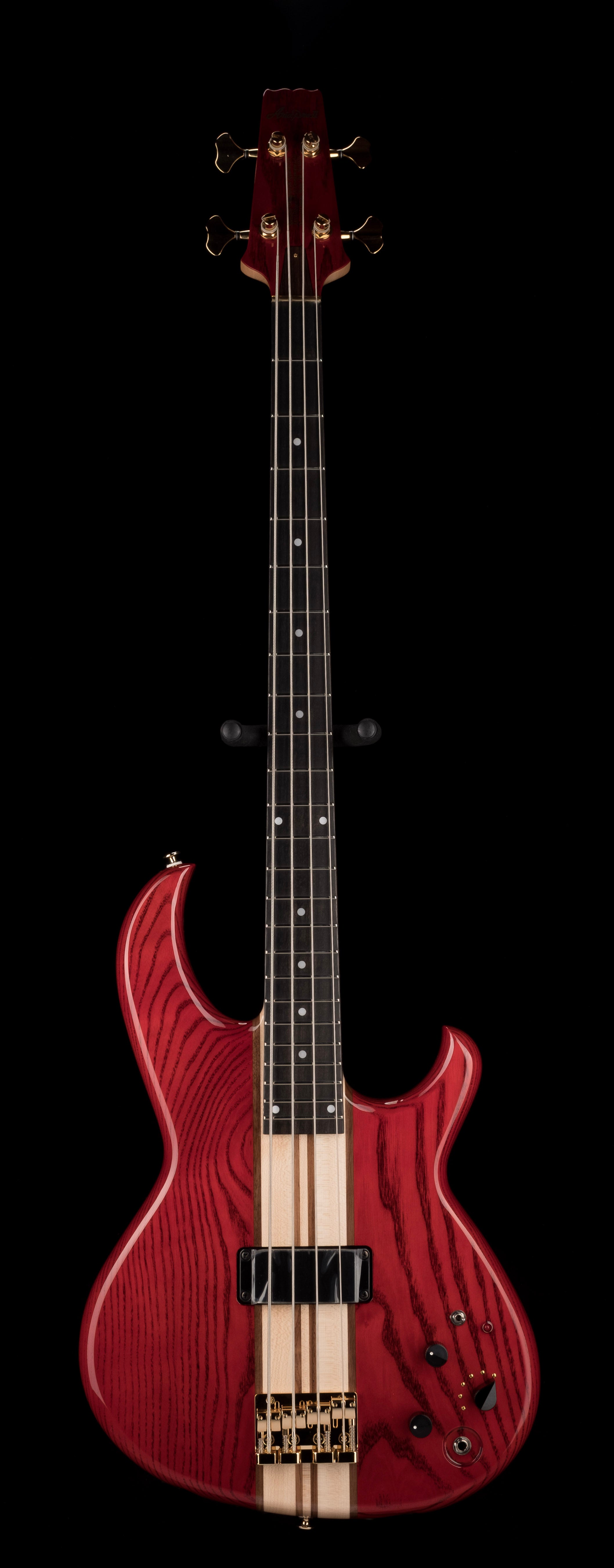 Aria Pro II SB 1000B Reissue 4-String Electric Bass Guitar - Made in Japan, Paduak Red Finish with Gig Bag - Perfect for Professional Musicians & Live Performances