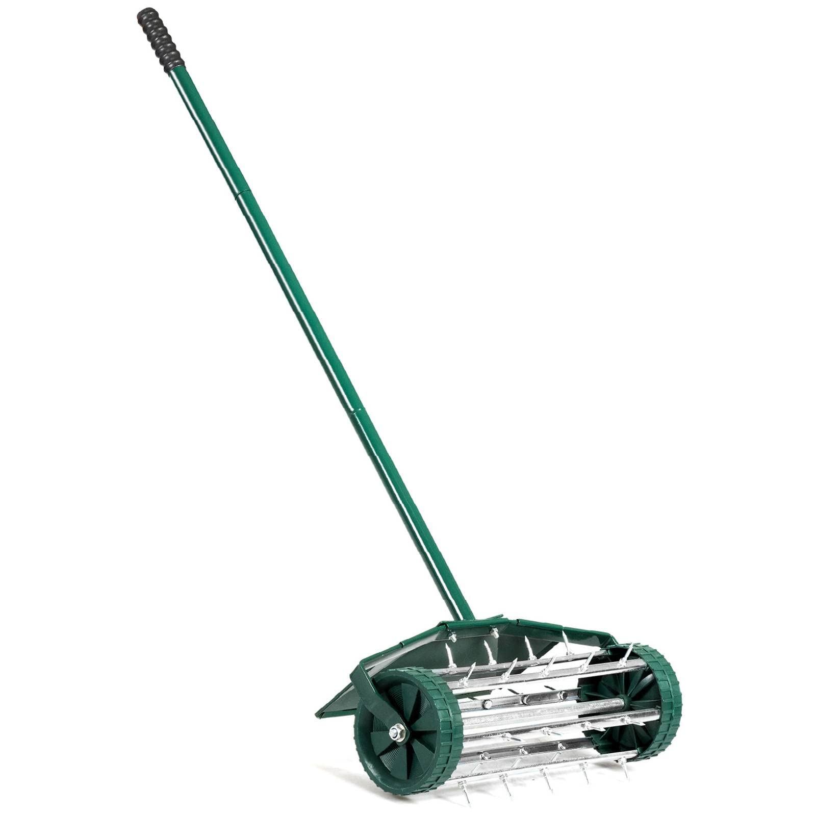 HappyTools Rolling Lawn Aerator - Manual Grass Dethatcher with 50