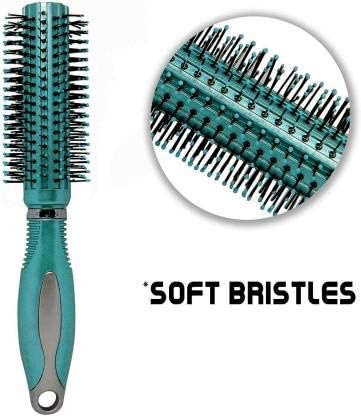 Beggie Round Rolling Curling Roller & Paddle Flat Hair Brush Combo Set - Blue Styling Brushes for Men & Women - Perfect for Salon, Home Hair Care & Travel Styling