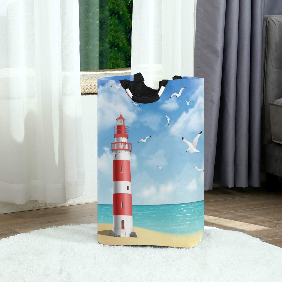 Large Blue Bird Toy Storage Bin - Waterproof Fabric Laundry Hamper with Handles for Kids | Collapsible Clothes Organizer for Nursery, Bedroom & Beach | Perfect Gift Basket for Dirty Clothes & Home Organization