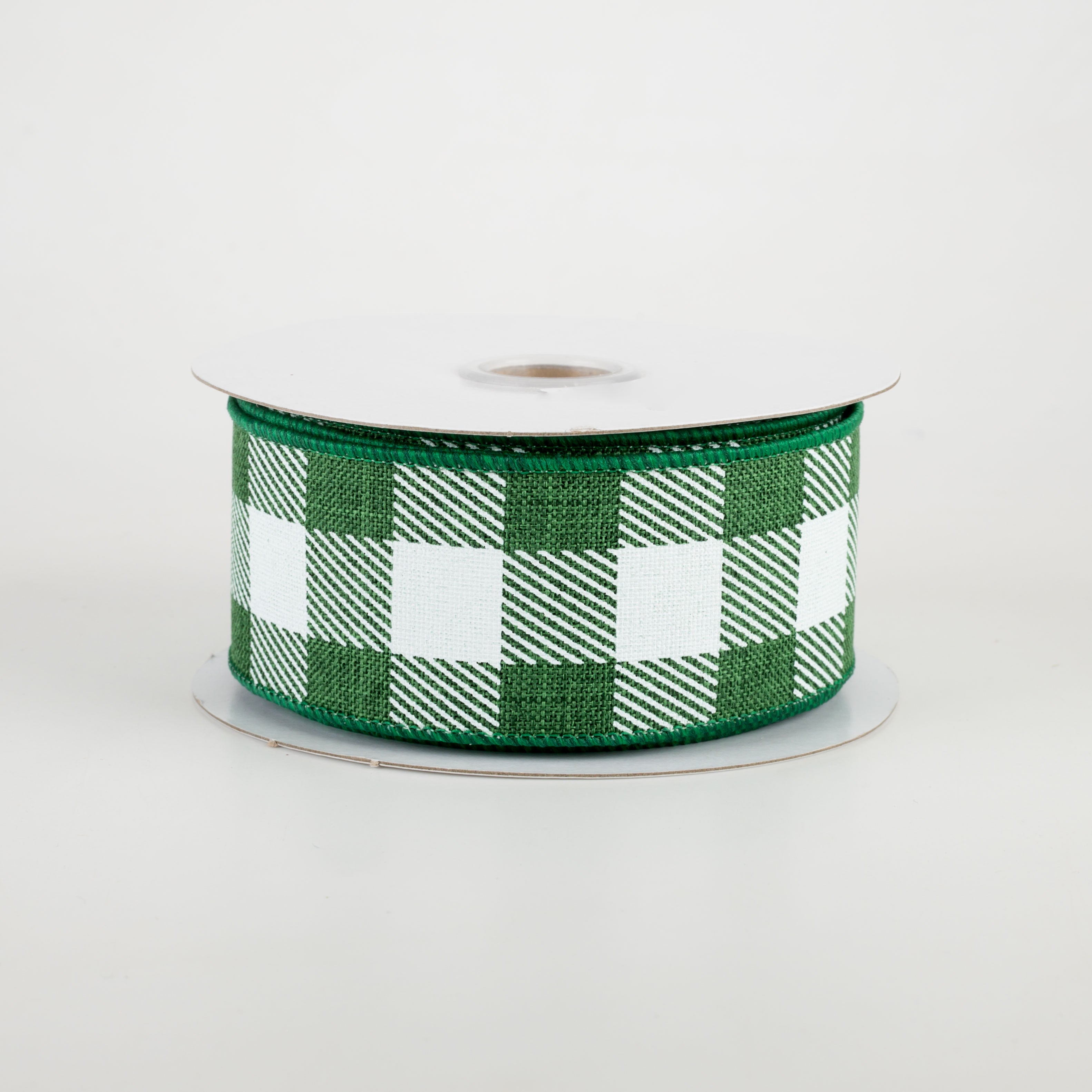 1.5 Inch Printed Plaid Check Ribbon - Emerald Green & White (10 Yards) for Gift Wrapping, DIY Crafts, and Holiday Decorations