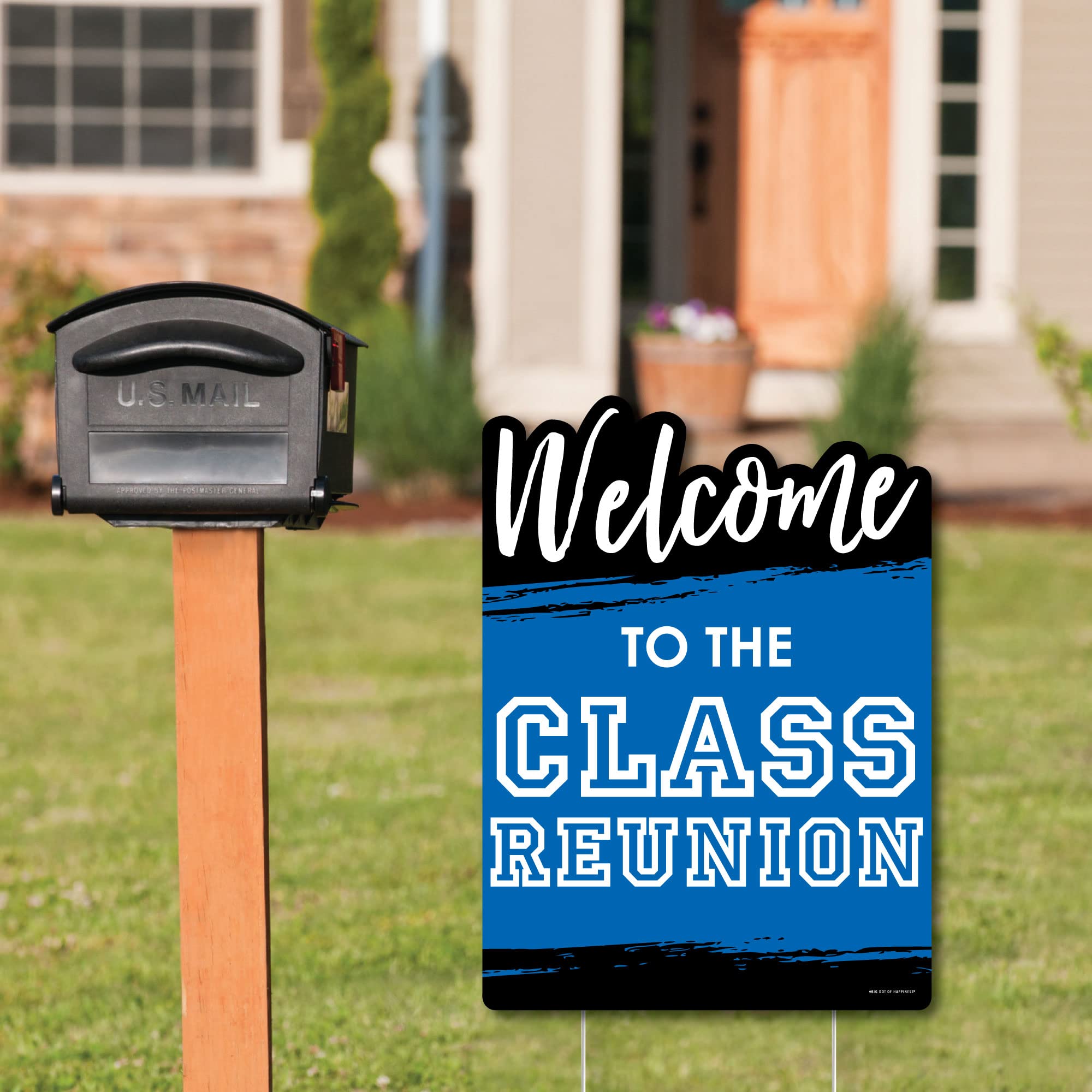 Big Dot of Happiness Reunited Blue Party Decorations - Royal Blue Class Reunion Welcome Yard Sign for School Alumni Events, Backyard Parties & Graduation Celebrations