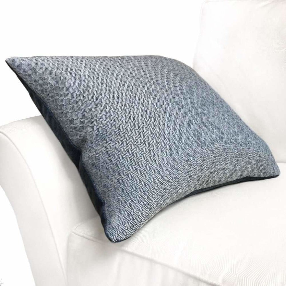 Blue Small Diamond Tile Geometric Lattice Pillow Cover - Modern Home Decor for Sofa, Bed & Living Room - 18x18 Inch Throw Pillow Case