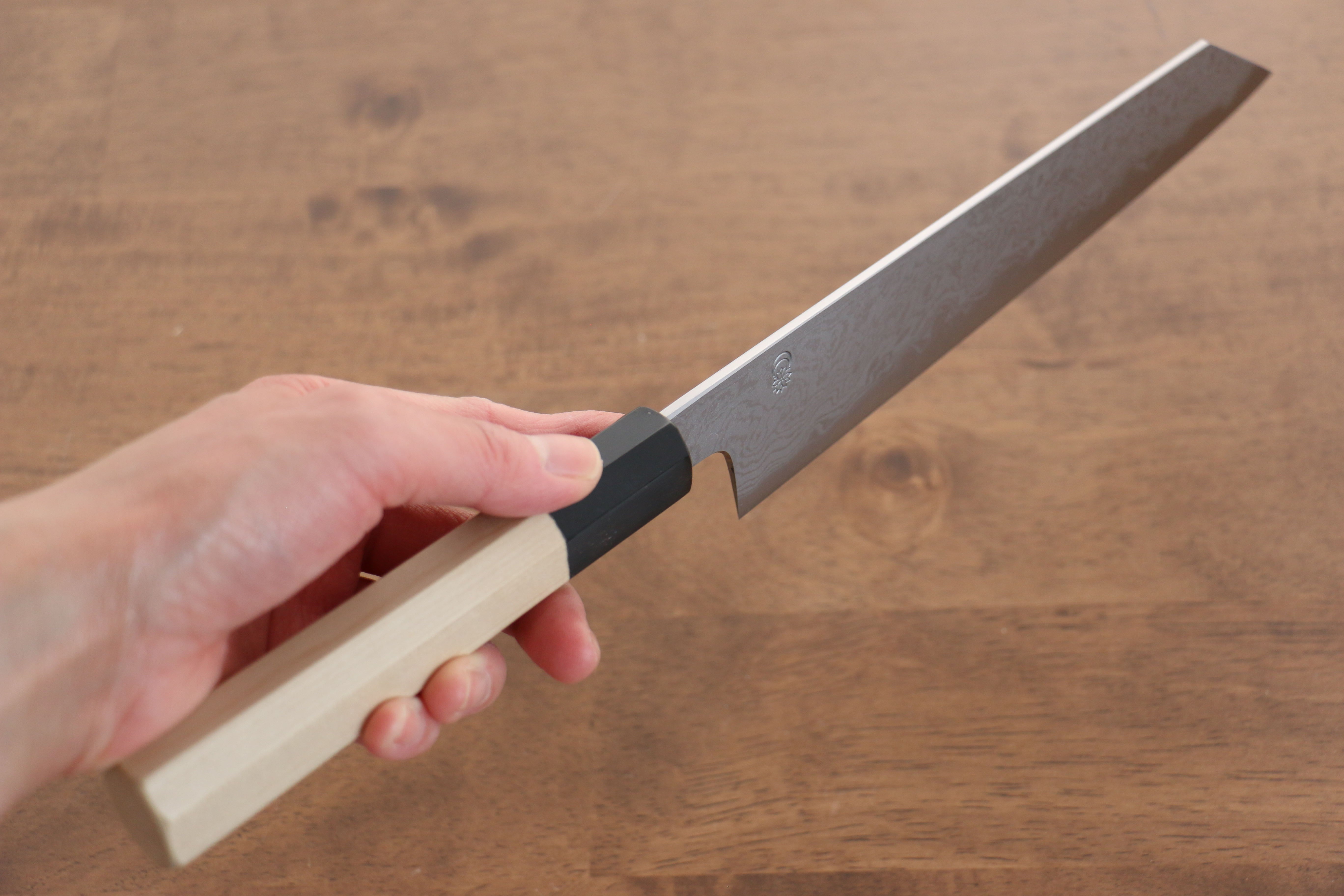 Premium Kikuzuki Blue Steel No.1 Damascus Kiritsuke Gyuto Knife 210mm - Japanese Chef Knife with Magnolia Wood Handle - Perfect for Sushi, Sashimi & Precision Cutting