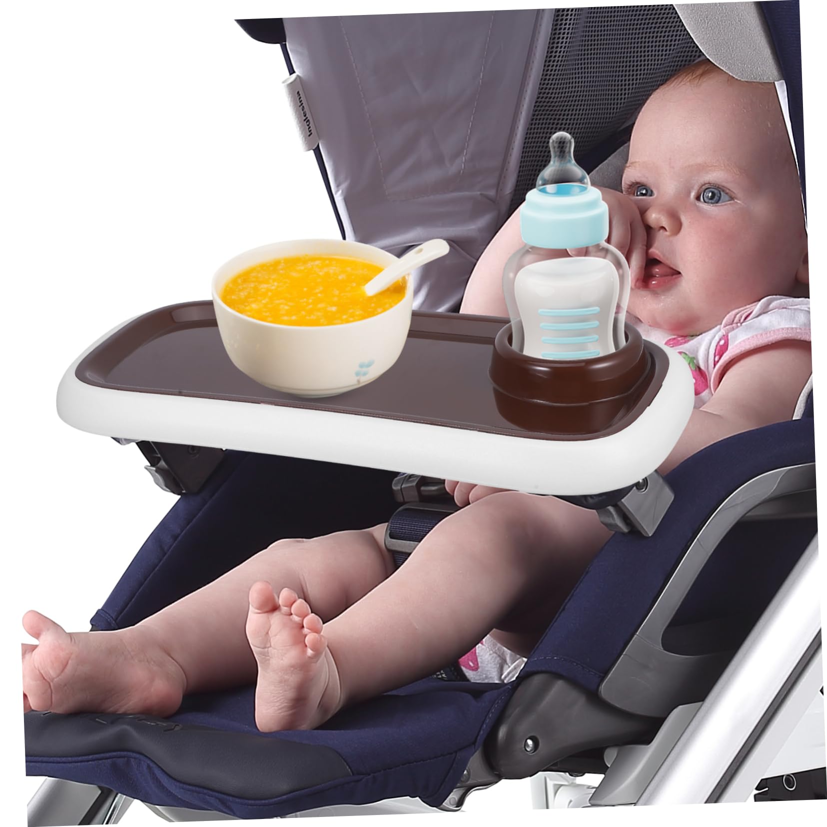 HEMOTON 3-Piece Removable Universal Stroller Tray with Cup Holder - Perfect for Snacks, Toys & Drinks While Strolling with Baby