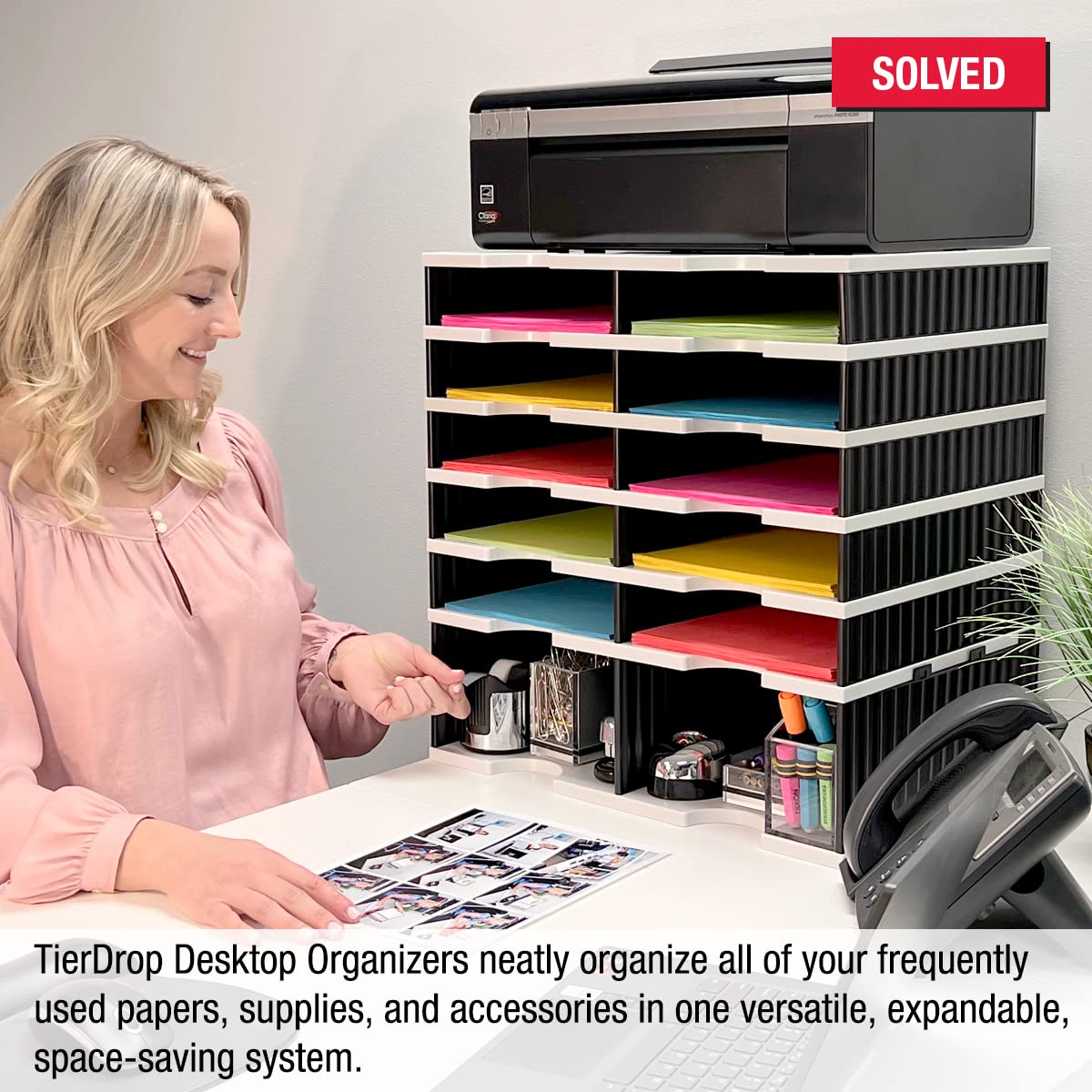 10-Tier Desktop Organizer with Letter Tray Sorter & Storage Base - Office Desk Accessories for Files, Supplies & Documents | Perfect for Home Office, Workstation & School Organization