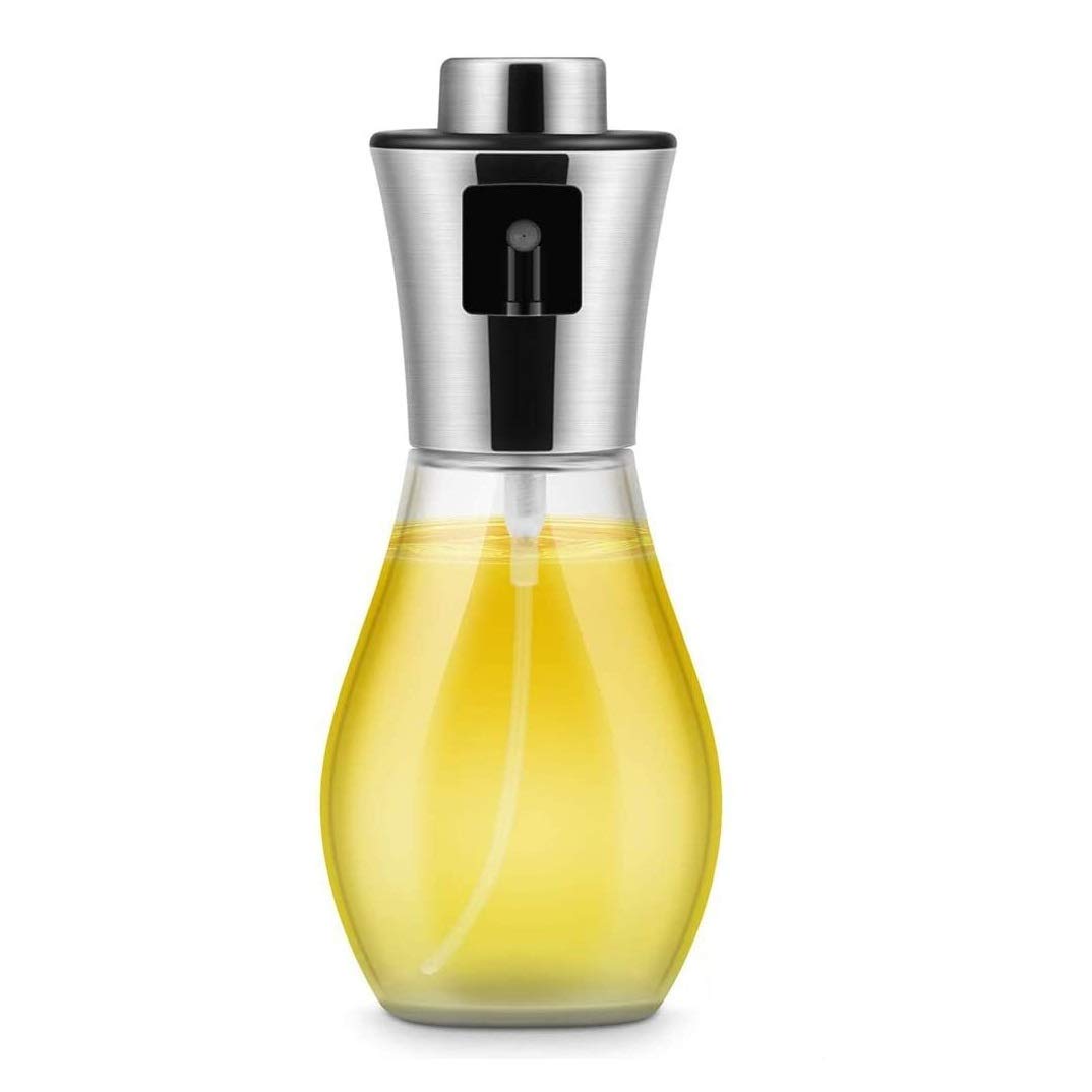 Premium Olive Oil and Vinegar Dispenser - 200ml Glass Cruet Bottle with Sprayer for Kitchen, Cooking, Salad Dressing, Bread Baking & Grilling | Portable Oil Sprayer for Healthy Cooking & Meal Prep