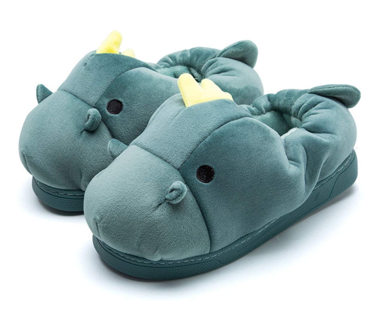 Women's Cozy Cotton Dinosaur Slippers - Plush Animal House Shoes for Indoor Comfort - Perfect for Relaxing at Home, Lounging & Gift Giving