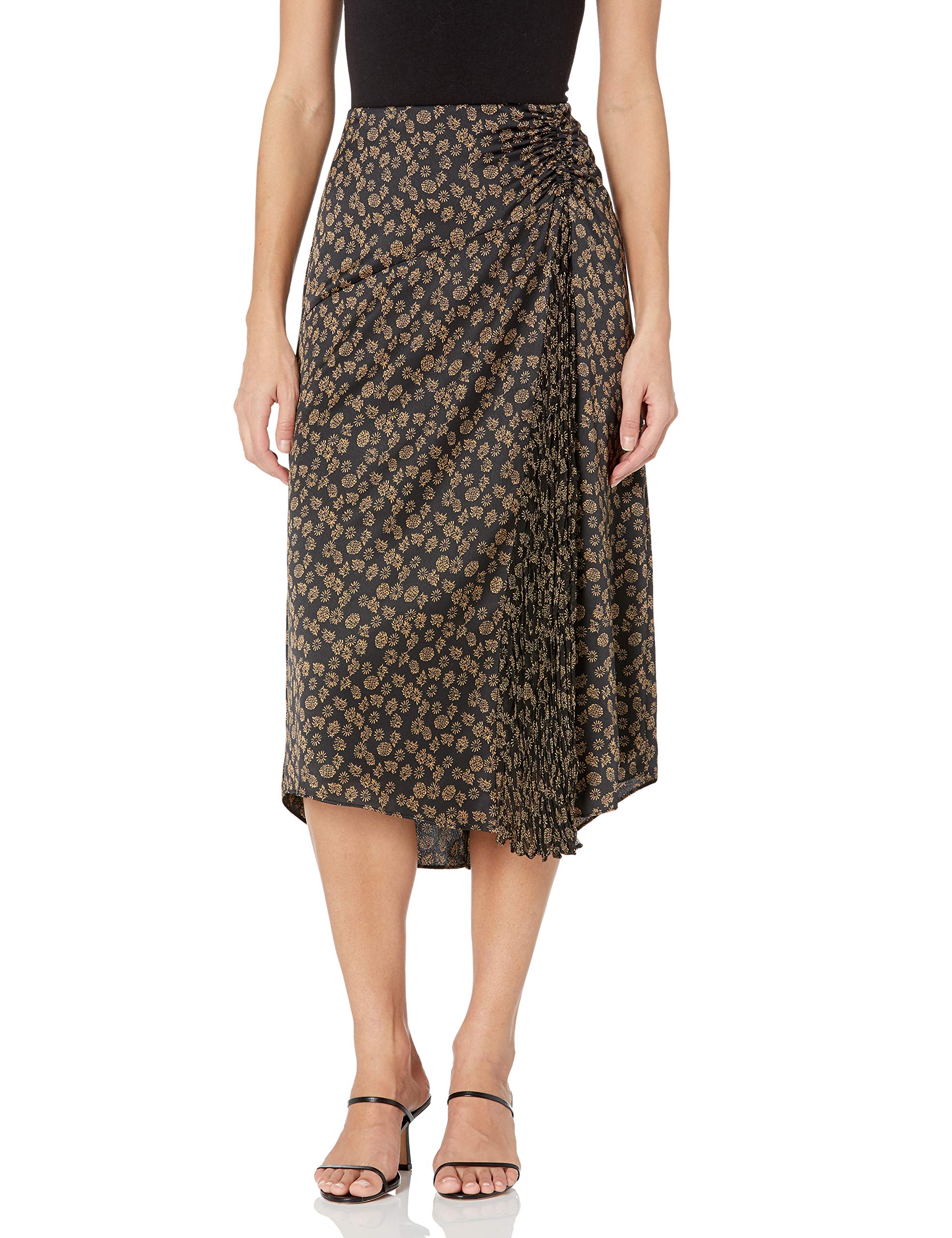 Vince Women's Zinnia Floral Ruched Midi Skirt - Elegant Floral Print Stretch Fabric for Casual Outings, Date Nights & Summer Parties
