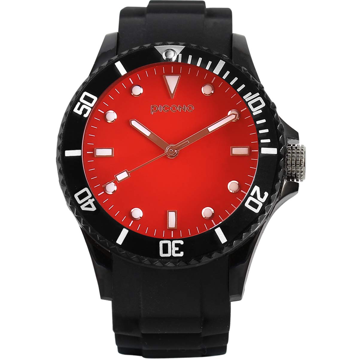 PICONO Balloon Water Resistant Analog Quartz Watch for Men & Women - Bold Red Dial, Stainless Steel Band, 30M Waterproof - Perfect for Swimming, Outdoor Activities & Casual Wear