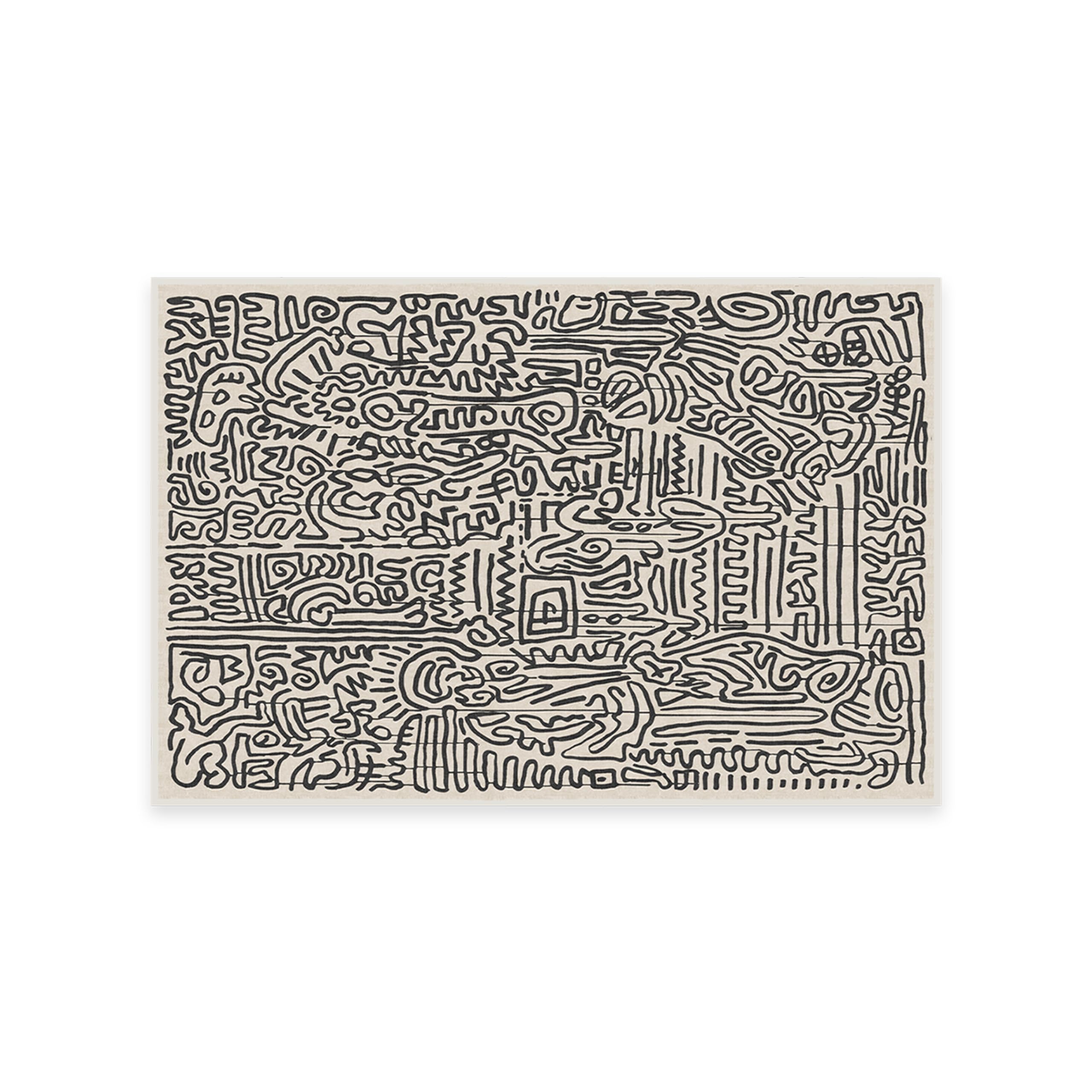 Ruggable x Keith Haring Washable 2x3 Area Rug | Freestyle Black & Ivory Non-Slip Rug | Premium Washable Rugs for Living Room, Bedroom, Kitchen, Office & Classroom | Pet-Friendly & Easy to Clean | Perfect for High-Traffic Areas & Modern Home Decor