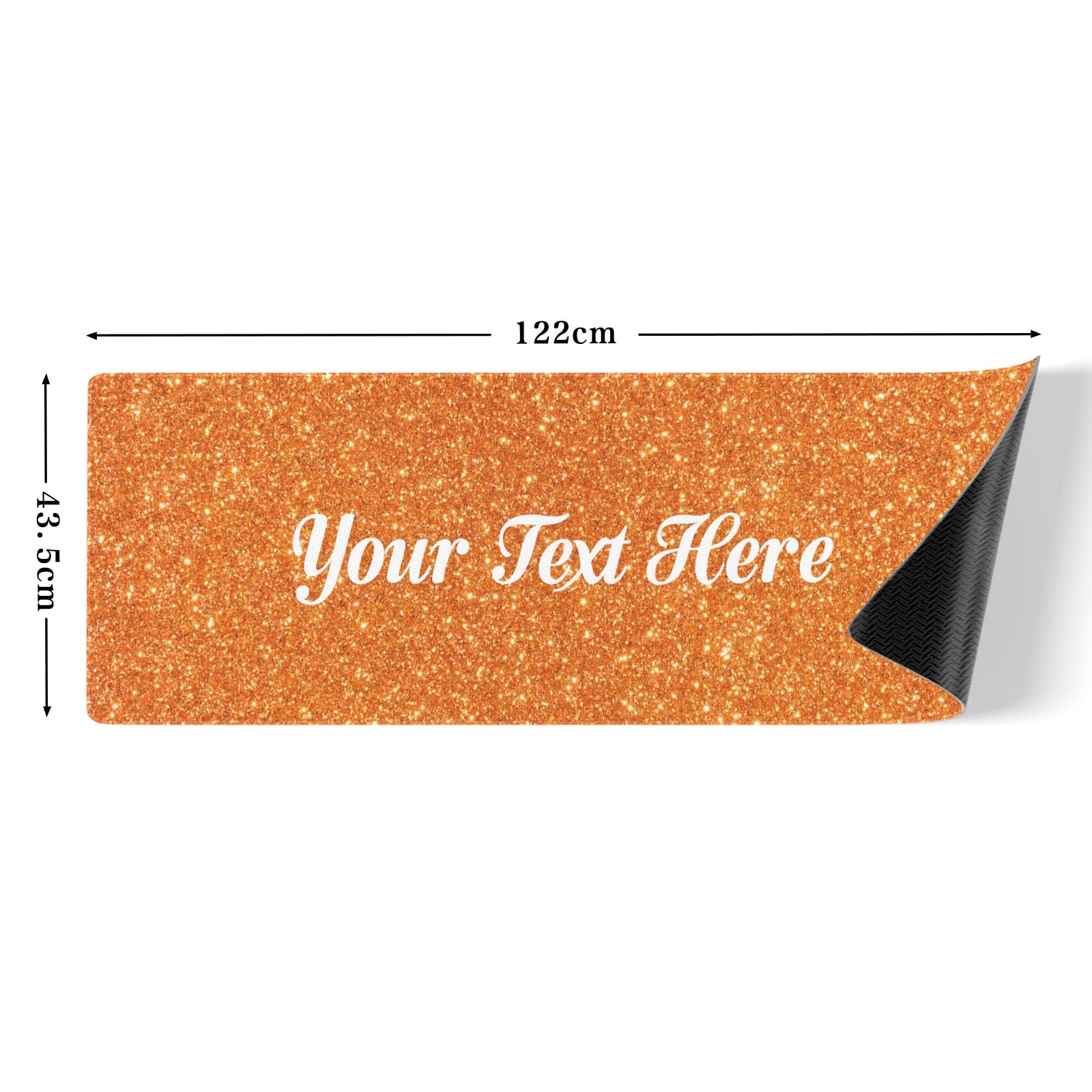 Custom Orange Glitter Anti-Slip Kitchen Mat - Personalized Floor Rug for Home, Office, Laundry & Store, Perfect for Kitchen, Bathroom & Entryway