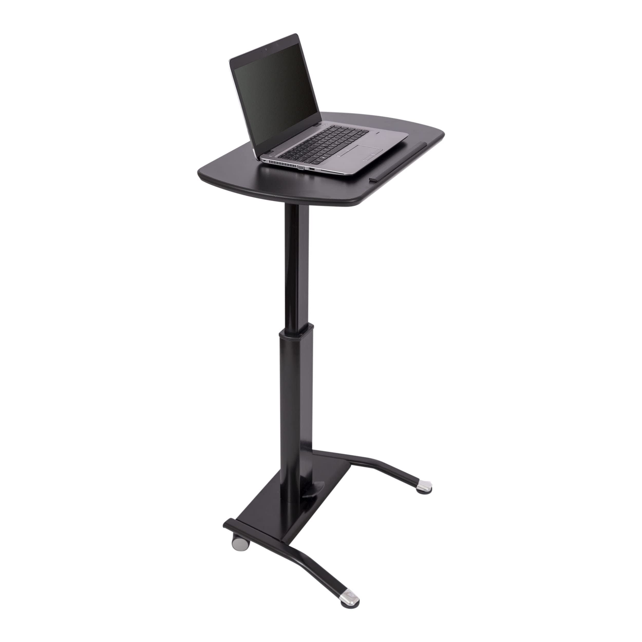 Adjustable Height Standing Desk with Tilting Laptop Stand - Ergonomic Pneumatic Lectern Podium for Office & Home (Black, 25.5