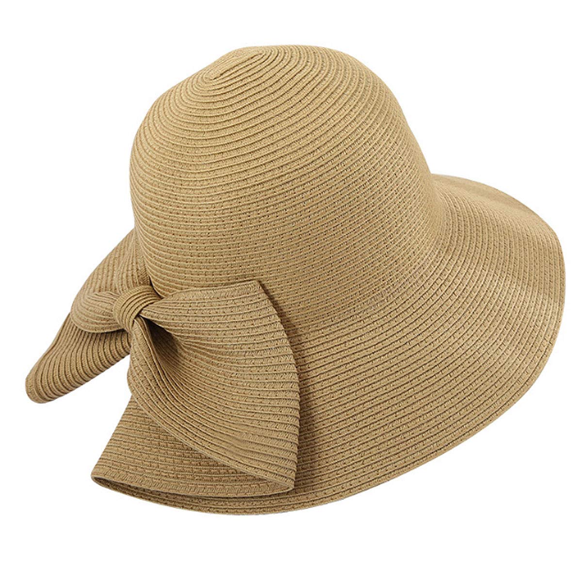 Women's Foldable Wide Brim Straw Sun Hat with Bowknot - Perfect for Beach, Travel & Summer Outdoor Activities