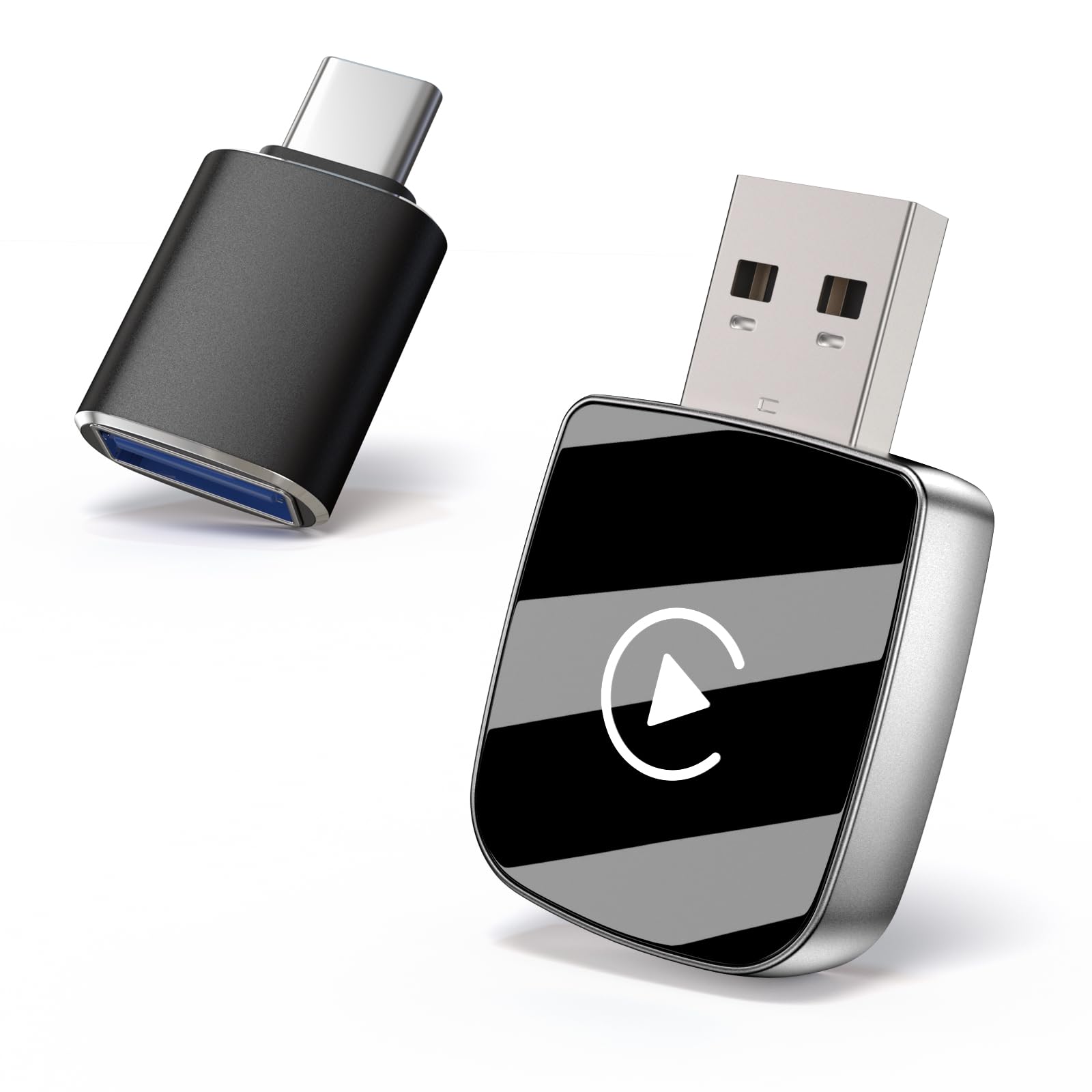Wireless CarPlay Adapter for iPhone & Android Auto - Mini USB-C CarPlay Dongle - Convert Wired to Wireless Apple CarPlay (iOS 10+/Android 11+) - Includes USB-A to USB-C Adapter - Perfect for Commuting & Road Trips (Black)