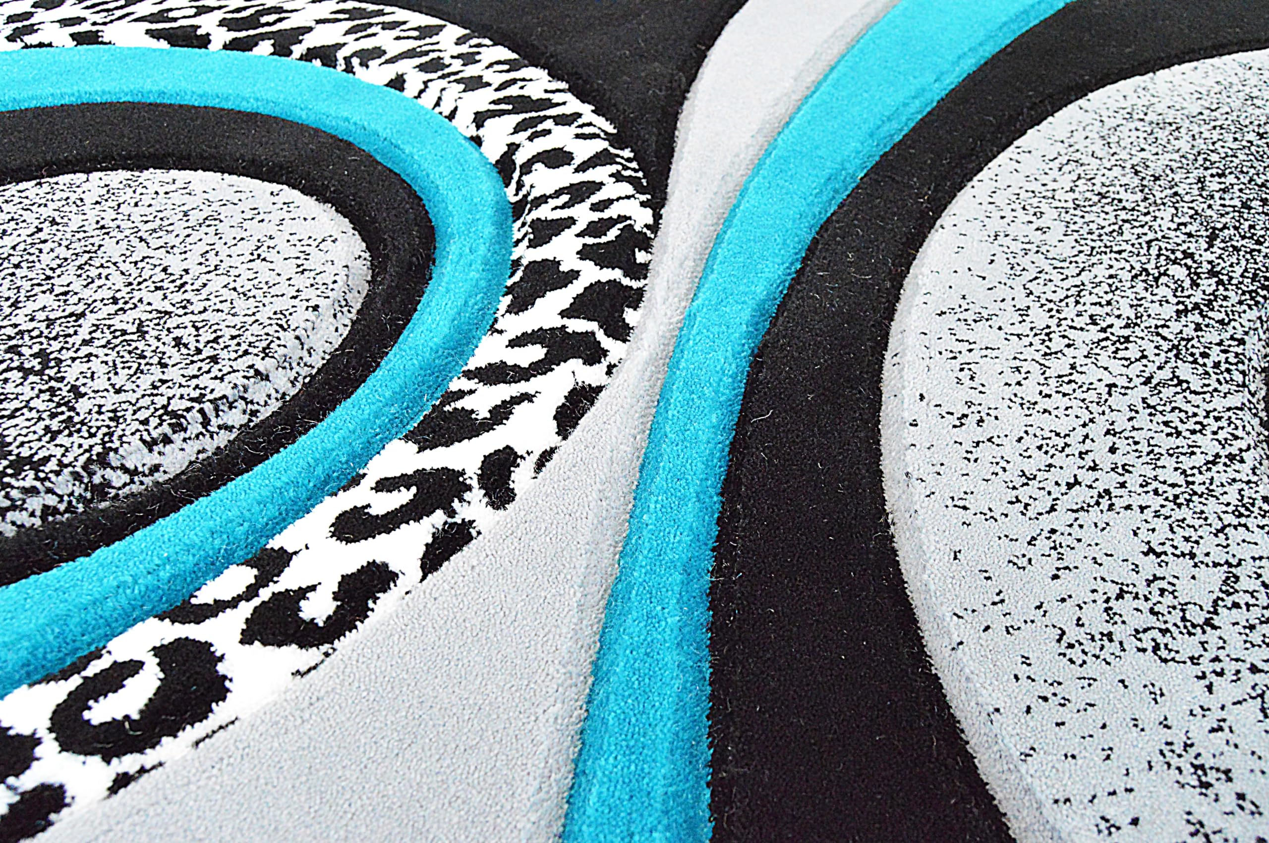 Abstract Modern Area Rug 8x10 ft - Contemporary Large Premium Thick Carpet in Turquoise (1504) - Perfect for Living Room, Bedroom & Home Decor