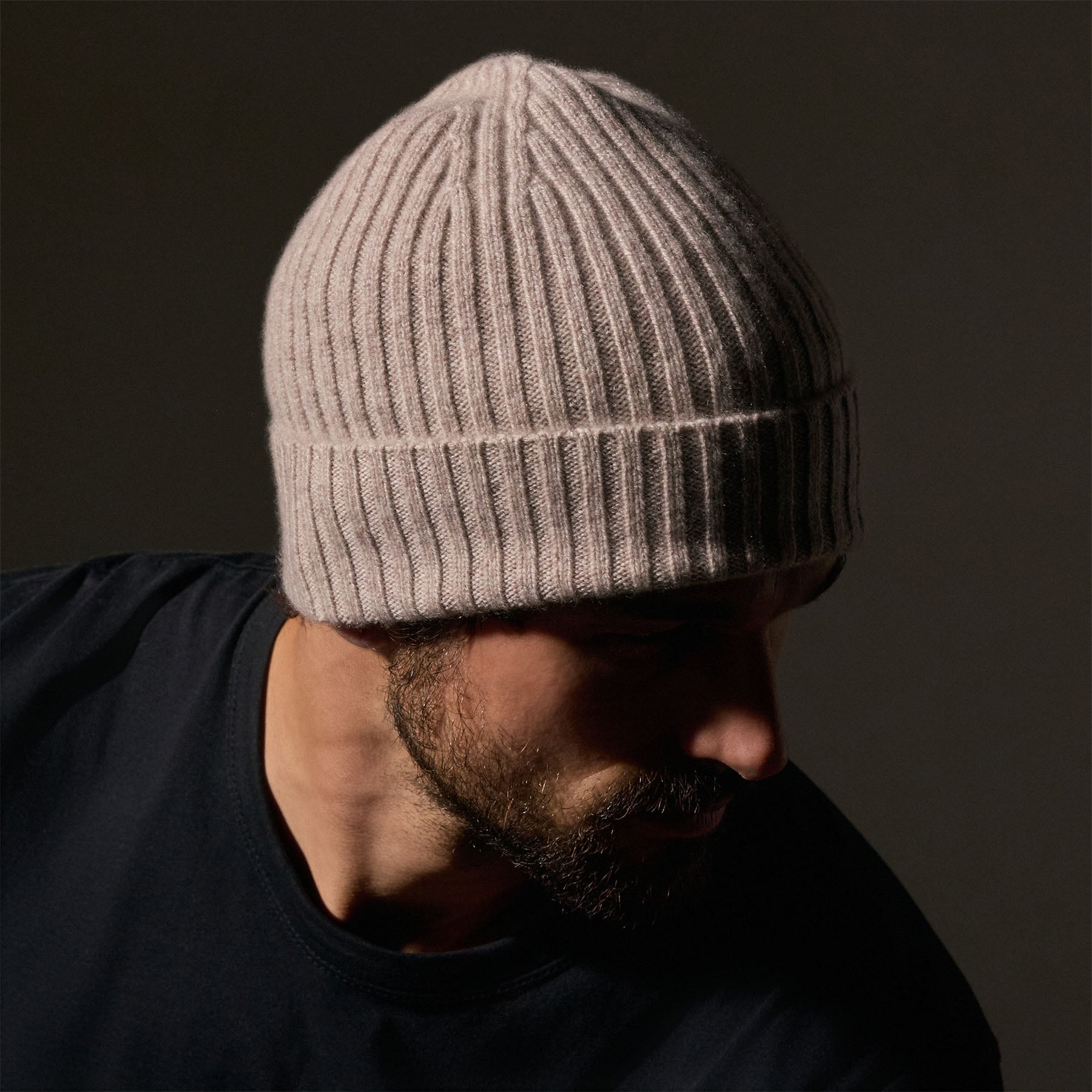Eco-Friendly Recycled Cashmere Ribbed Beanie - Soft Stone Color Winter Hat for Men & Women - Perfect for Skiing, Hiking and Cold Weather Outdoor Activities