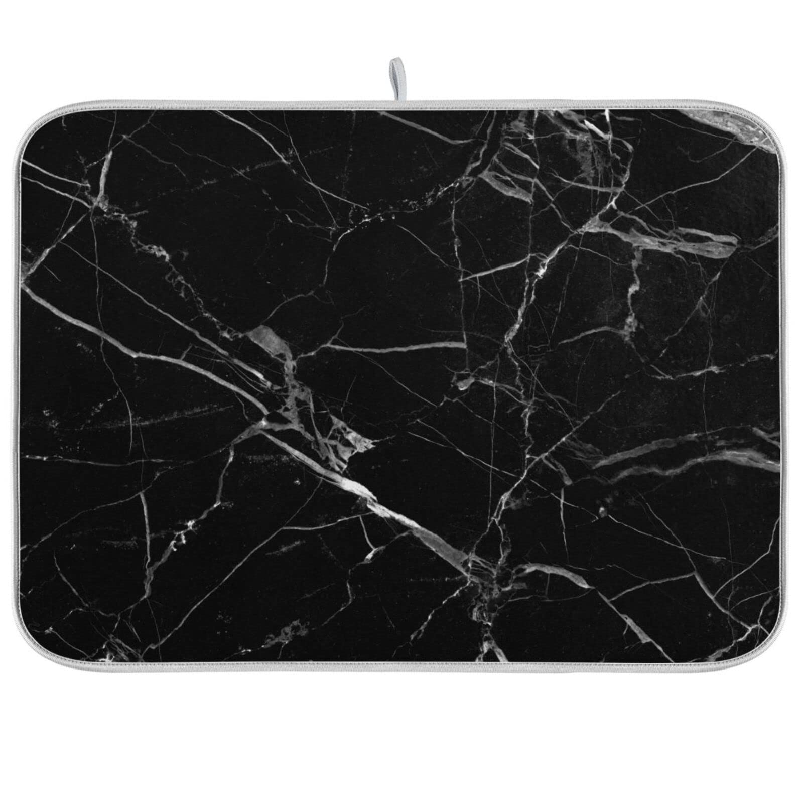 Black Marble Dish Drying Mat 16x18