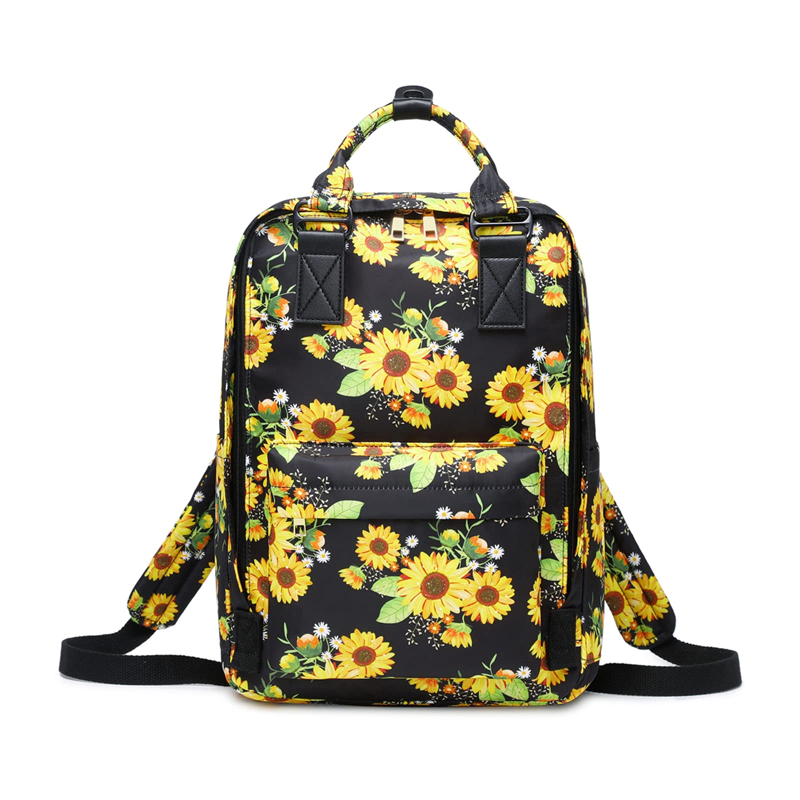 Waterproof Laptop Backpack for Women - Stylish College School Daypack (Sunflower Print) for Work & Travel