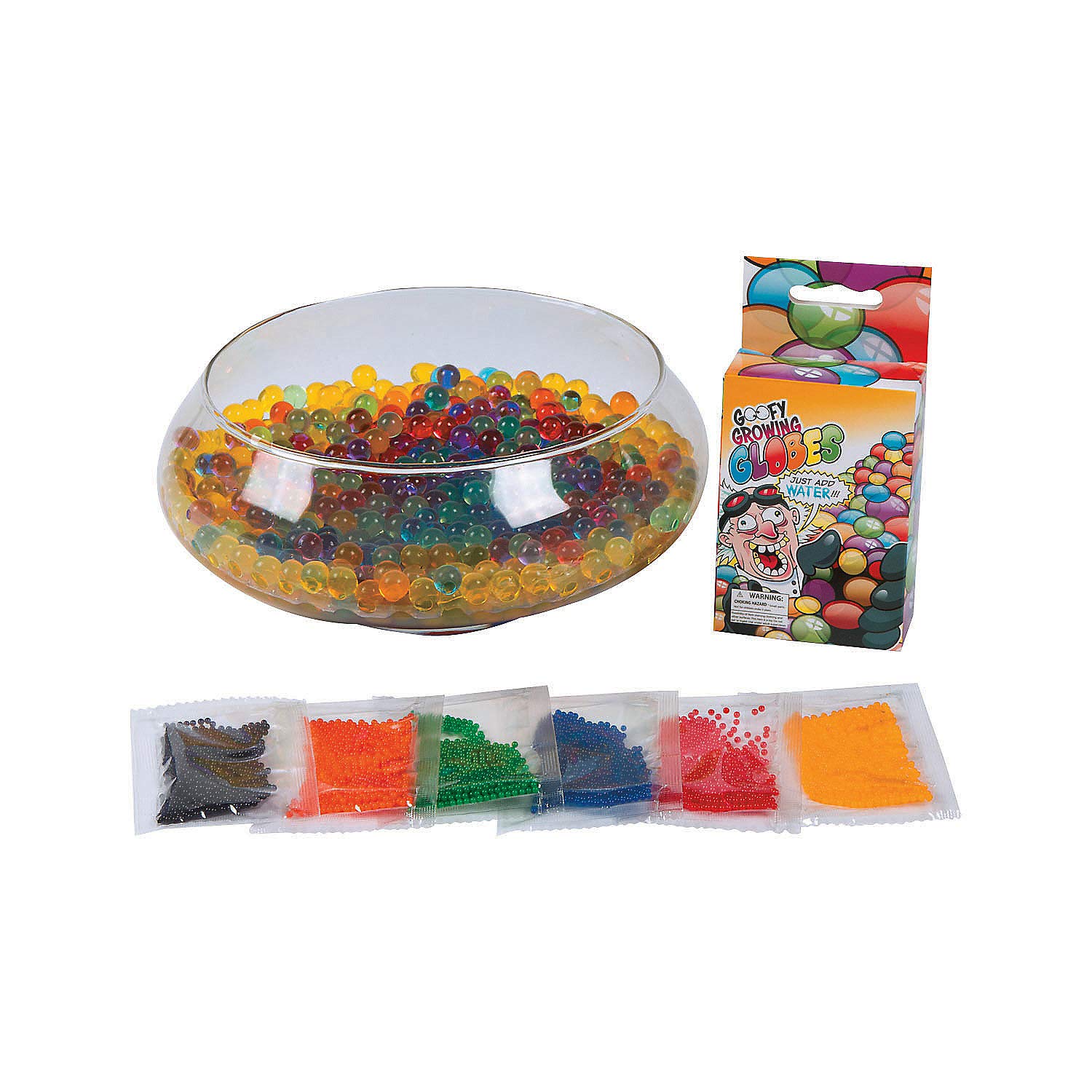 Fun Express Growing Water Globe Beads - 6 Pack of Expandable Sensory Toys for Kids - Perfect for Science Experiments, Stress Relief & Sensory Play Activities