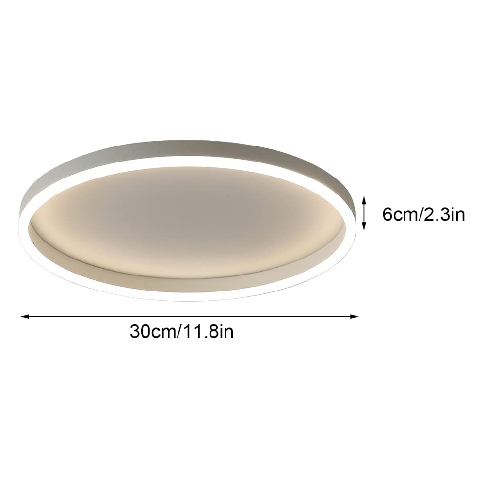 Ultra-Thin Round Flush Mount LED Ceiling Light - Modern Dimmable 3-Color (White/Black) 20W Nordic Style Fixture for Bedroom, Living Room & Study | Energy-Efficient Home & Office Lighting Solution
