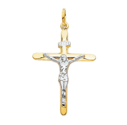 Stunning 14K Gold Large Crucifix Cross Pendant - Religious Jewelry for Men & Women - Perfect for Church, Baptism, First Communion & Everyday Faith Wear