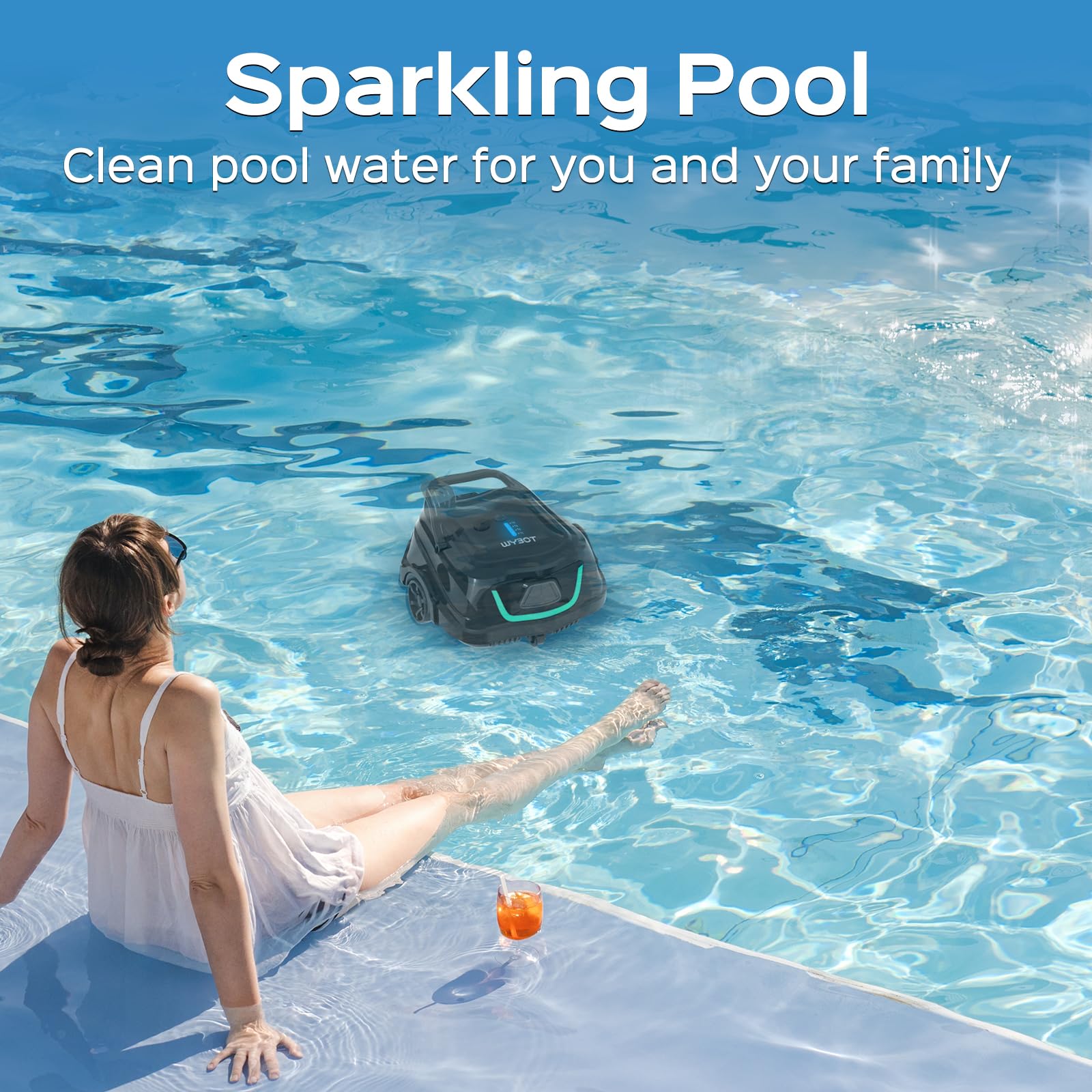 2024 WYBOT A1 Cordless Robotic Pool Cleaner - 120 Min Runtime, 2.5H Fast Charge, Dual Filtration System, LED Indicators | Ideal for Above Ground & Flat Bottom Pools | Perfect for Weekly Maintenance & Seasonal Pool Cleaning (Black/Green)