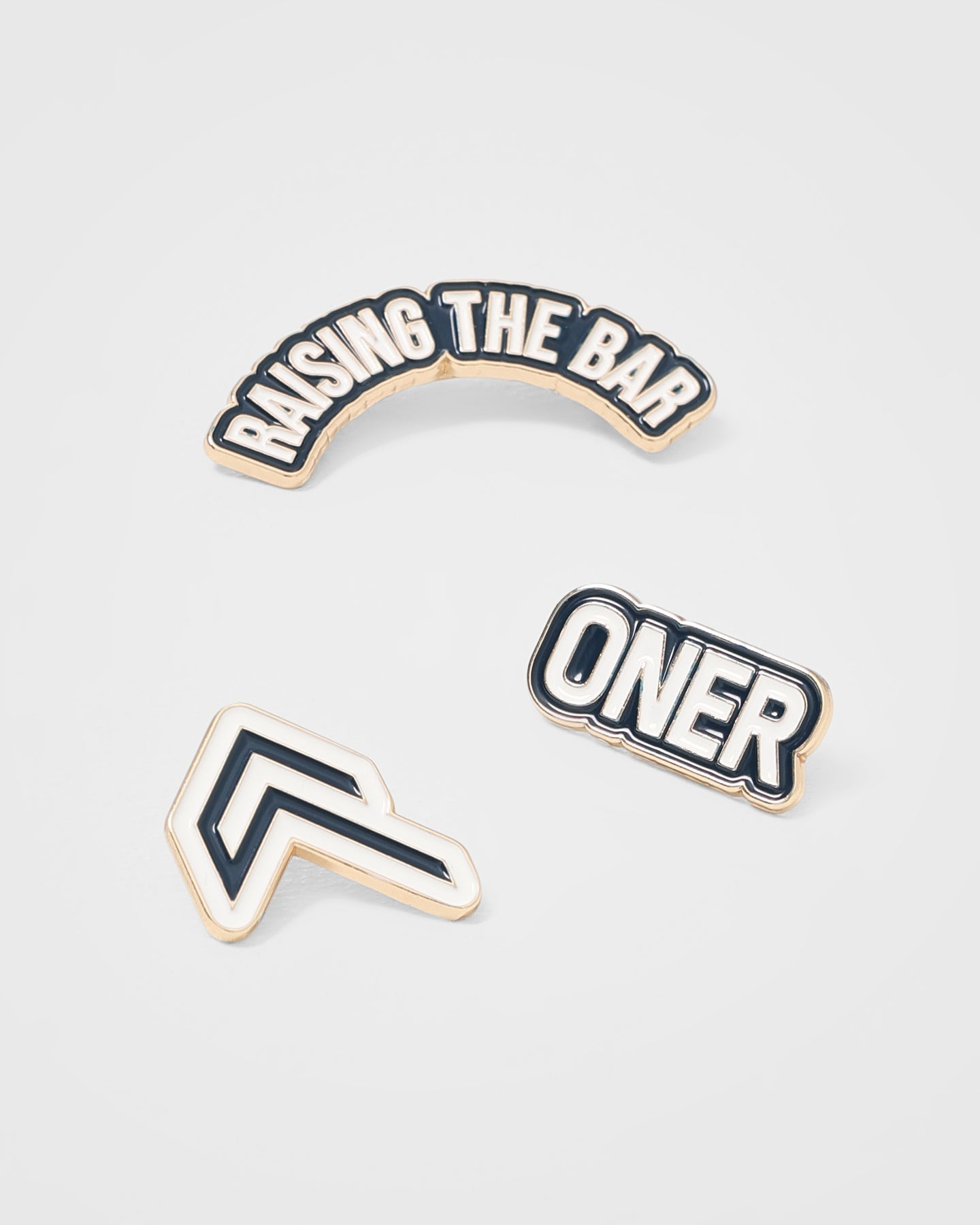 Raising The Bar Enamel Pins 3 Pack - Oil Blue & Off White Lapel Pins for Backpacks, Jackets & Denim - Motivational Gift for Students & Professionals
